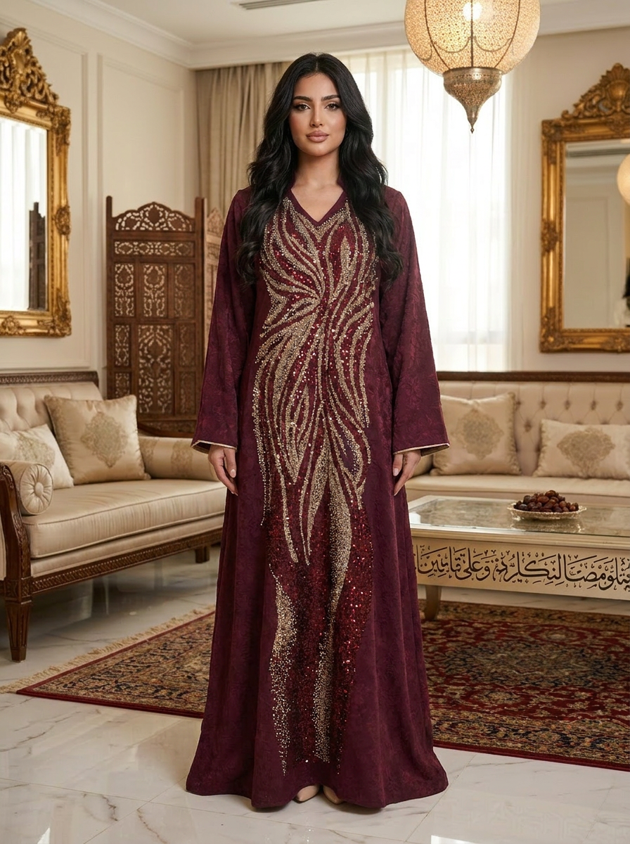 Luxury Beaded Moroccan Kaftan Dress for Women