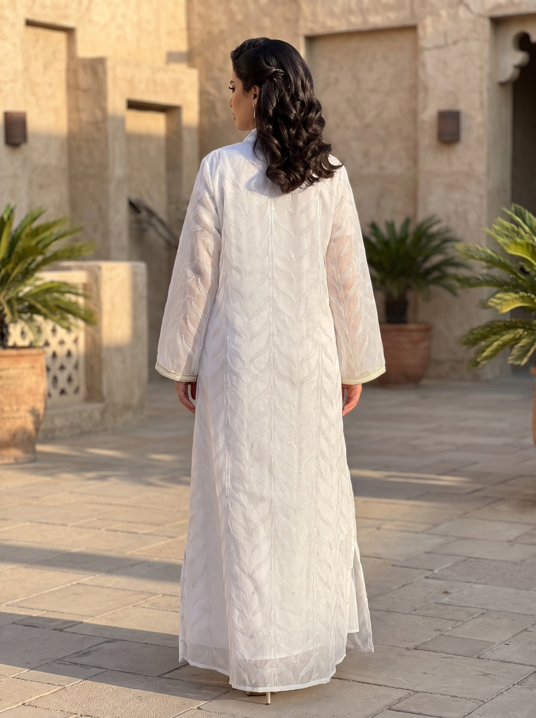 Women's Embellished Sheer Maxi Kaftan Dress – Elegant Beaded Modest Evening Wear