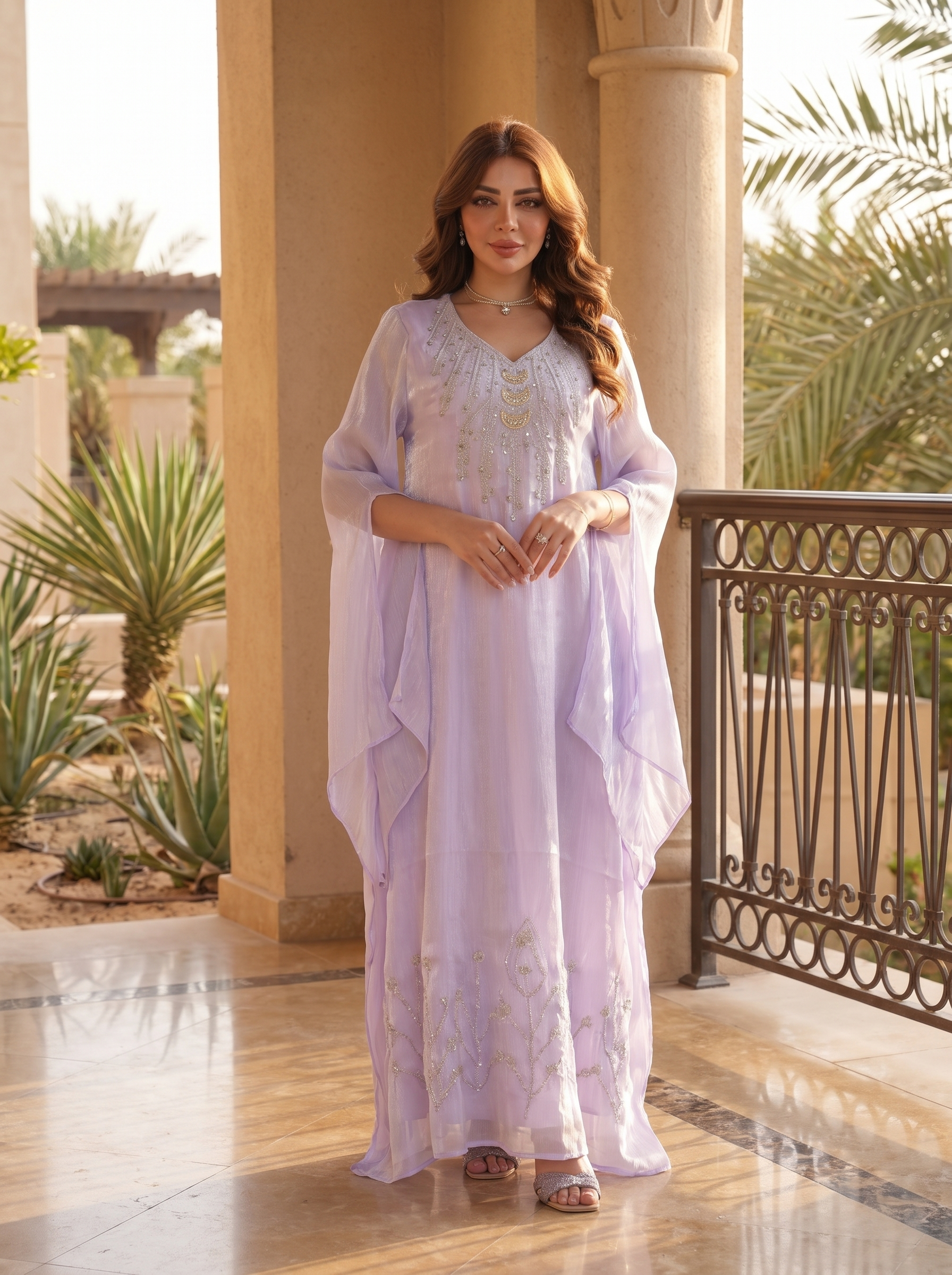 Women's Luxury Embellished Kaftan Maxi Dress with Beaded Embroidery