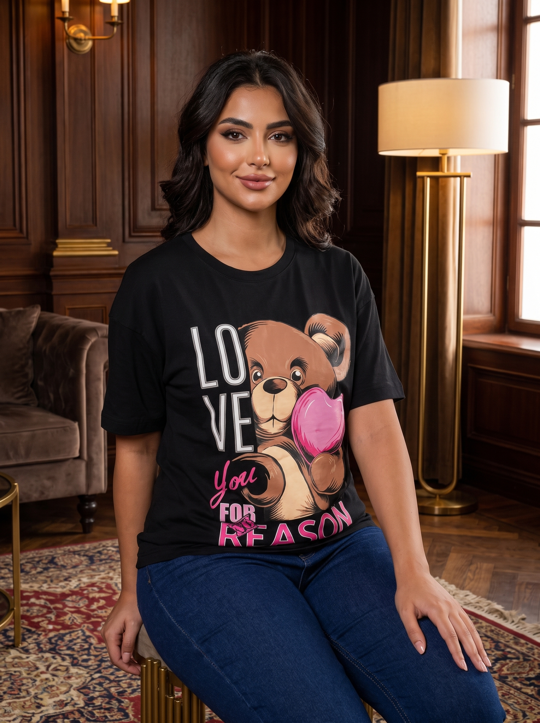 Women's Teddy Bear Graphic T-Shirt 4-Piece Set – Casual Short Sleeve Tees