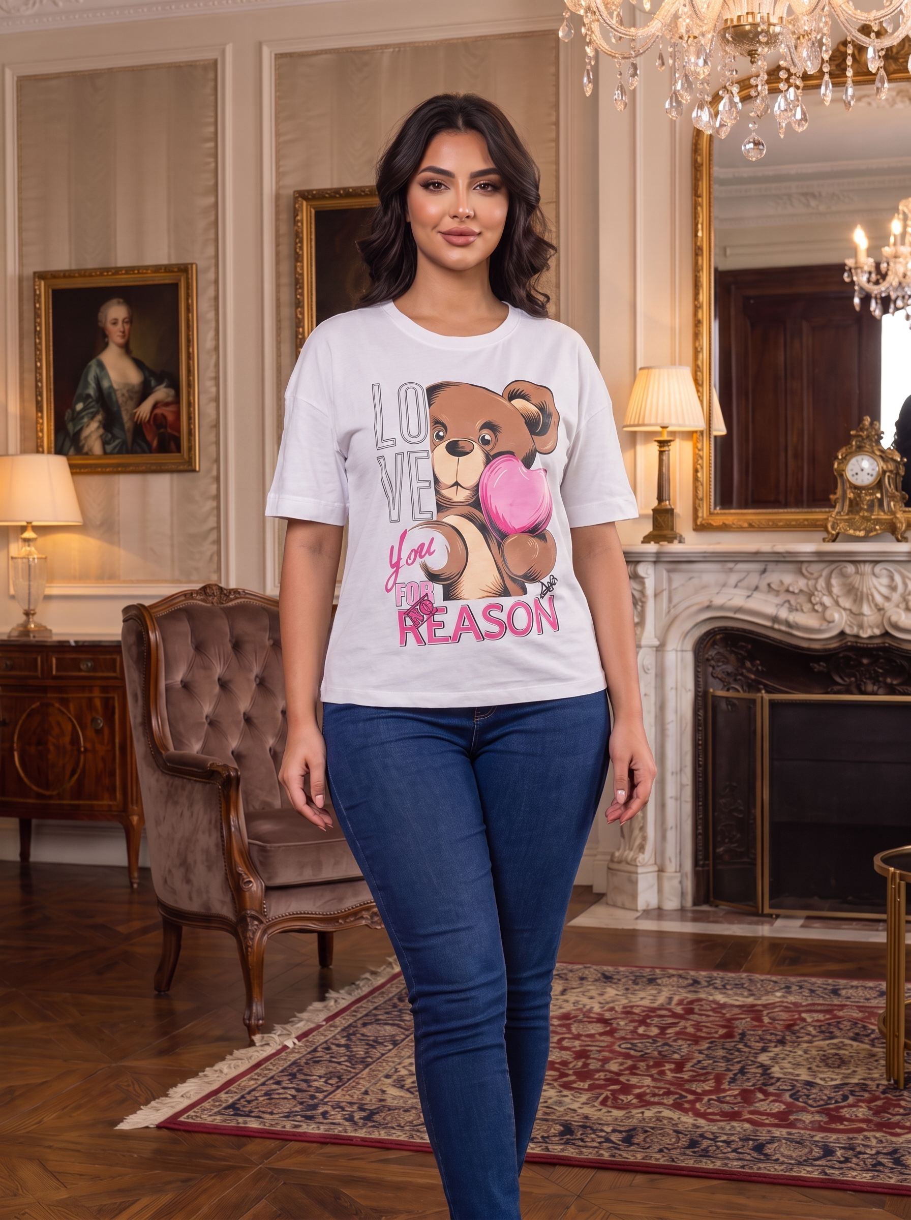 Women's Teddy Bear Graphic T-Shirt 4-Piece Set – Casual Short Sleeve Tees