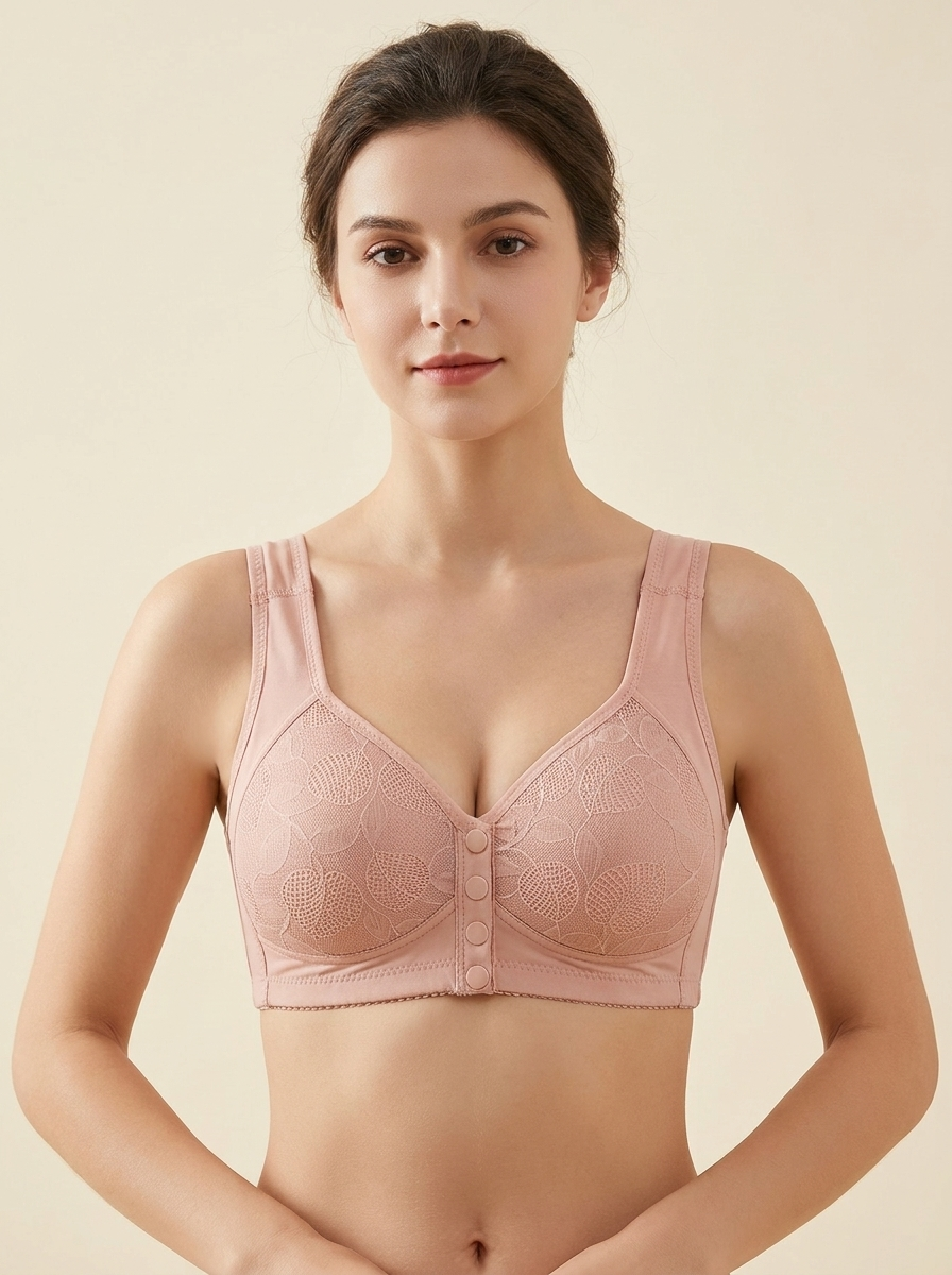 Women's Front Closure Wireless Push up Bra – Full Coverage Comfortable Everyday Bra
