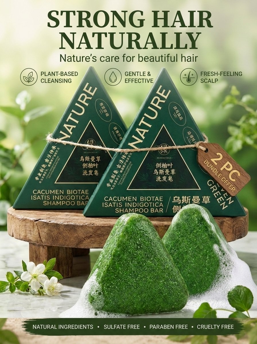 Shampoo Bar Plant-Based Nature Seven Green Soap Shampoo 2 Pc Set