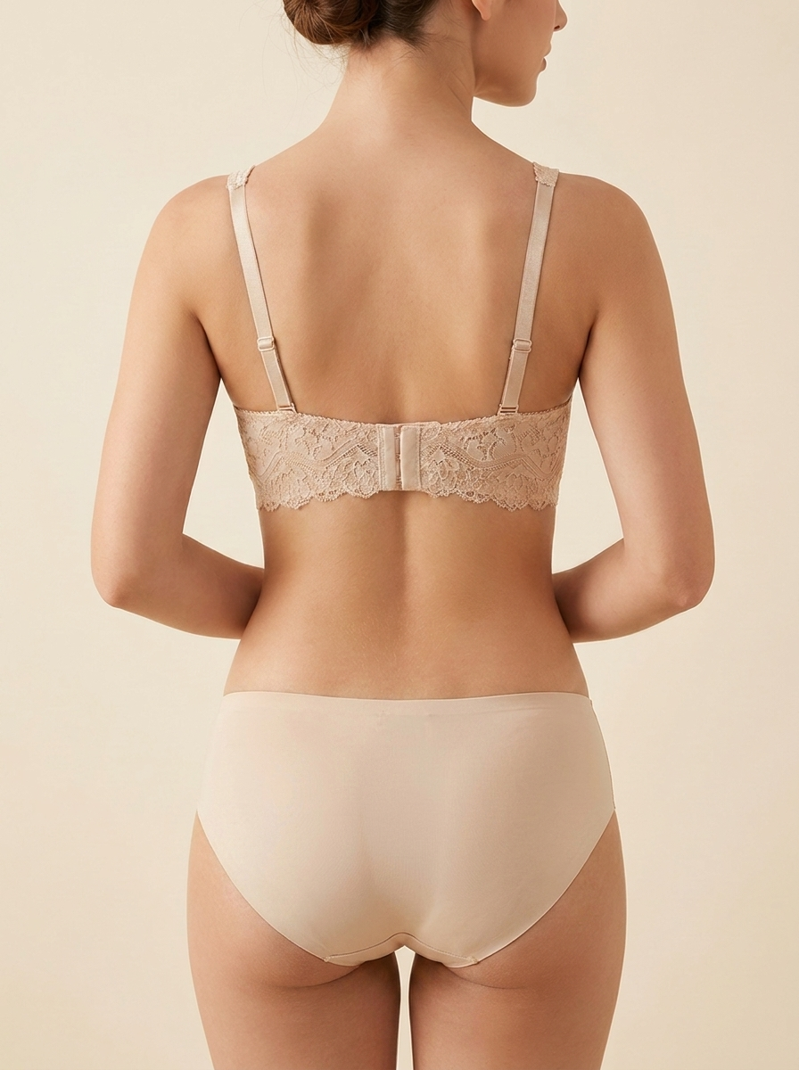 Women's Lace Bra & Panty Set – Full Coverage Underwire Lingerie Set