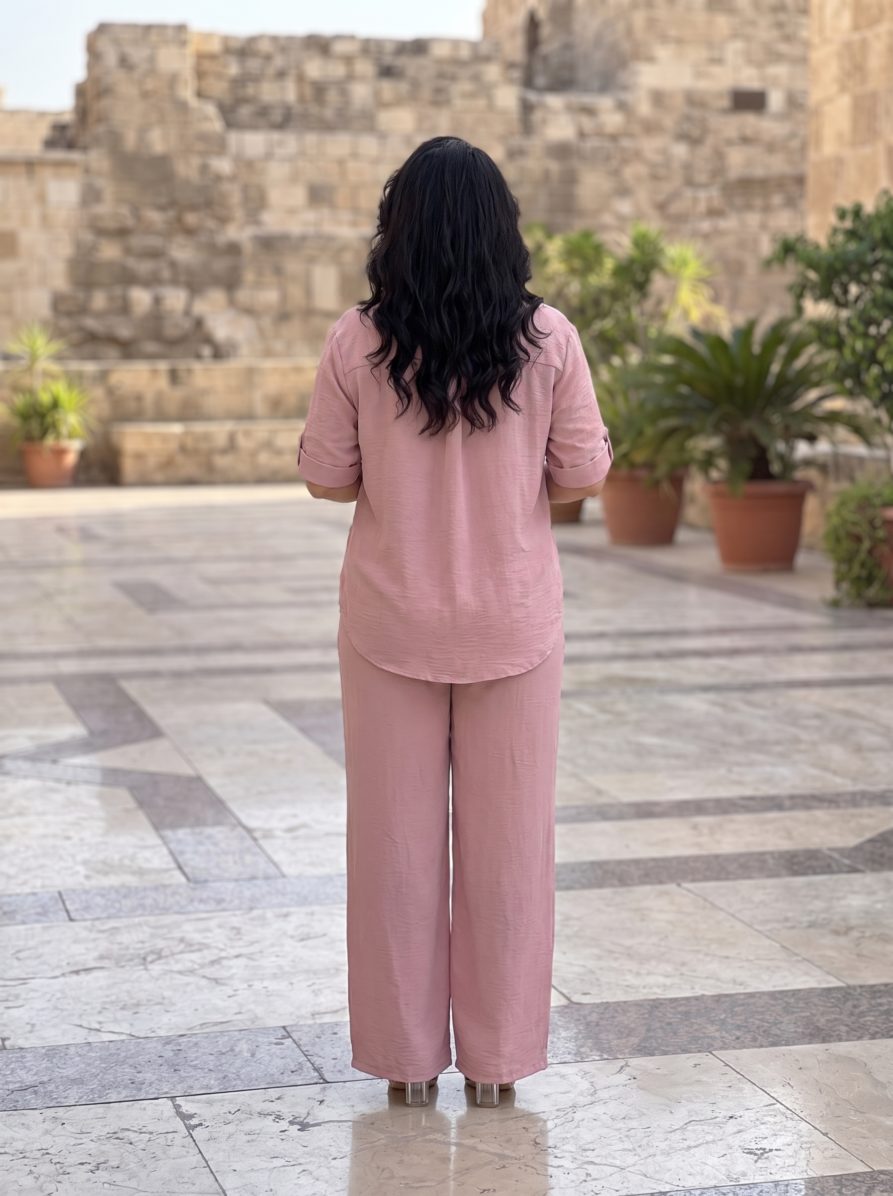Women's Modest Belted Wide Leg Jumpsuit – Casual Short Sleeve One-Piece Outfit
