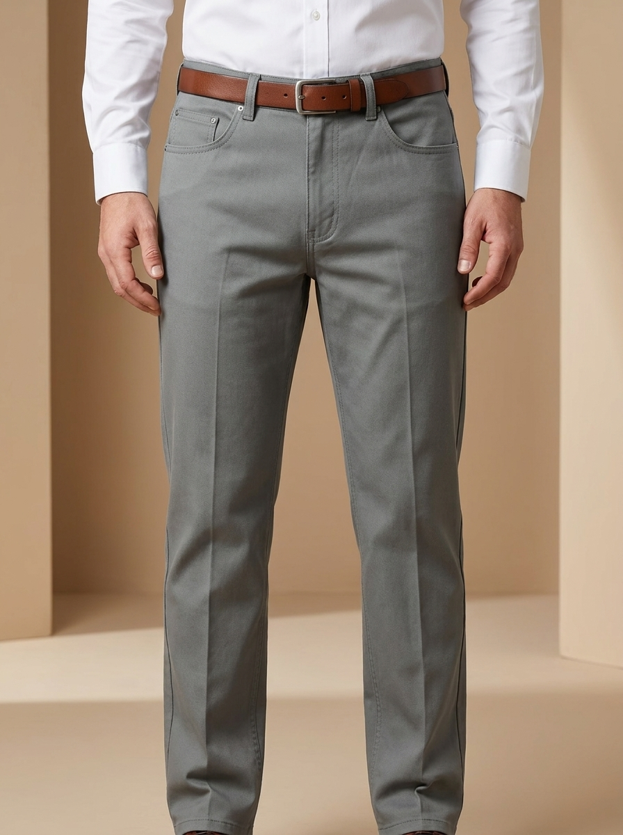Men’s Slim-Straight Five-Pocket Chino Pants – Stretch Cotton Casual Smart Trousers