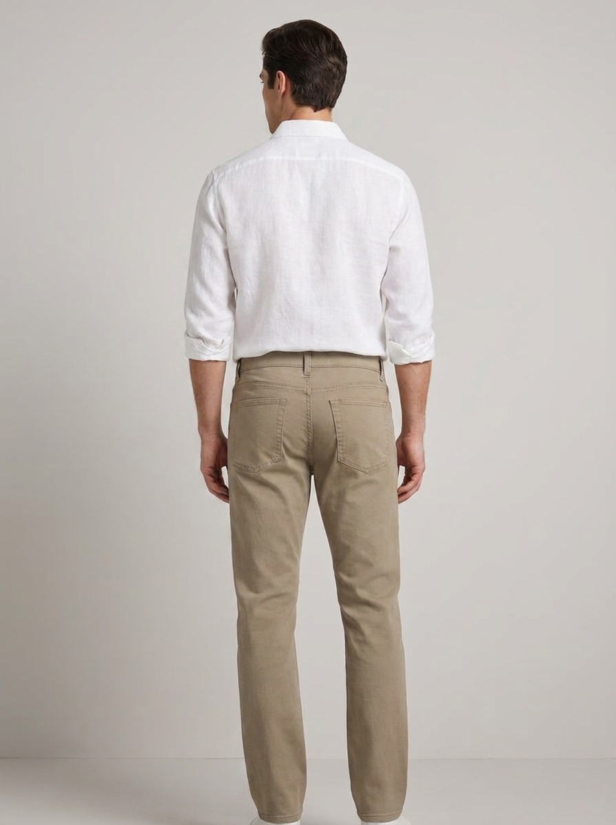 Men's Slim-Straight Five-Pocket Chino Pants – Stretch Cotton Casual Sm – FineLook