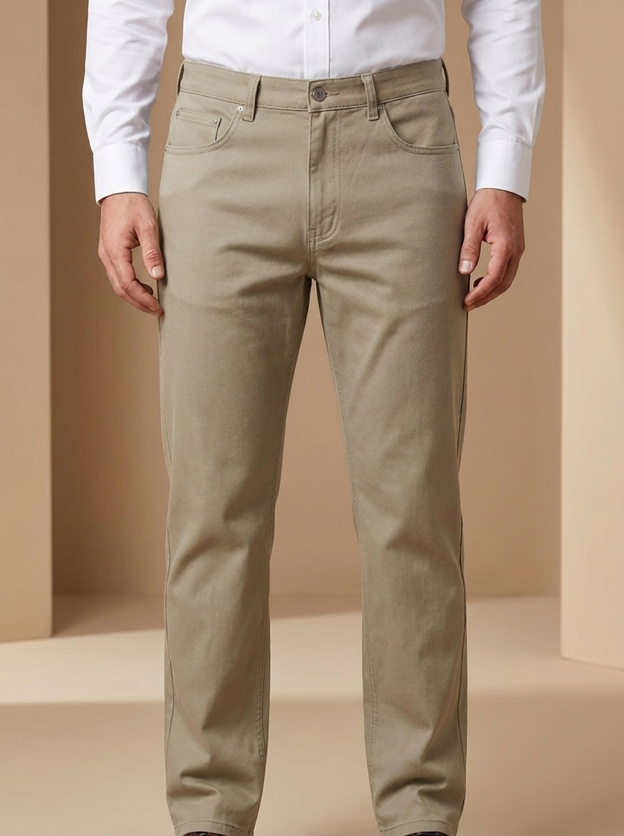 Men’s Slim-Straight Five-Pocket Chino Pants – Stretch Cotton Casual Smart Trousers