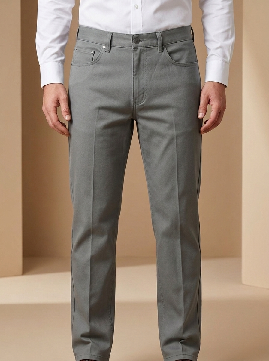 Men’s Slim-Straight Five-Pocket Chino Pants – Stretch Cotton Casual Smart Trousers