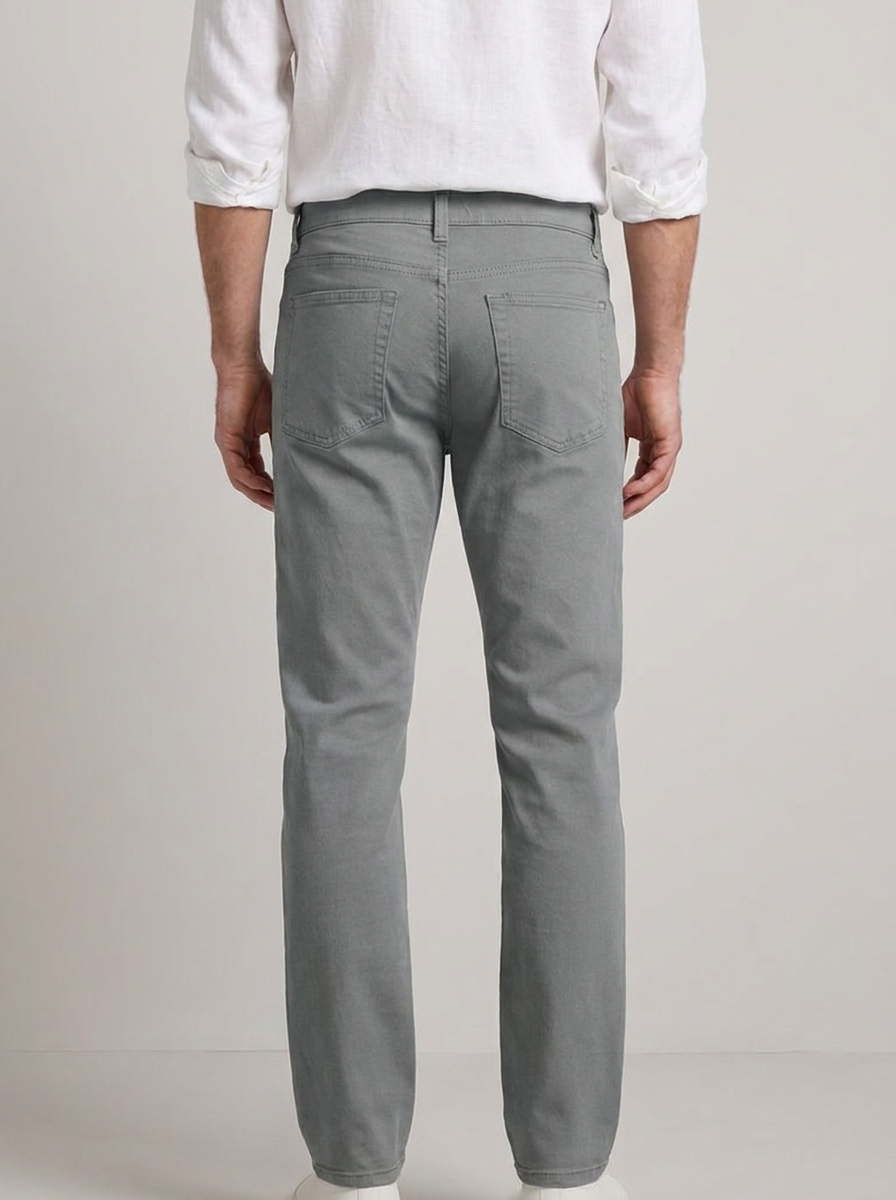 Men’s Slim-Straight Five-Pocket Chino Pants – Stretch Cotton Casual Smart Trousers