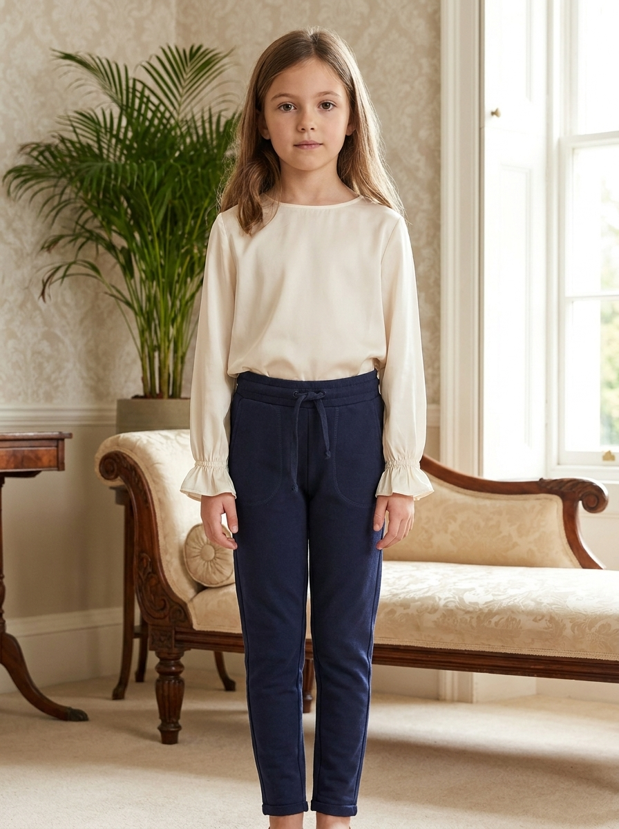 Girls Soft Knit Drawstring Jogger Pants – Slim Fit Casual Sweatpants with Pockets