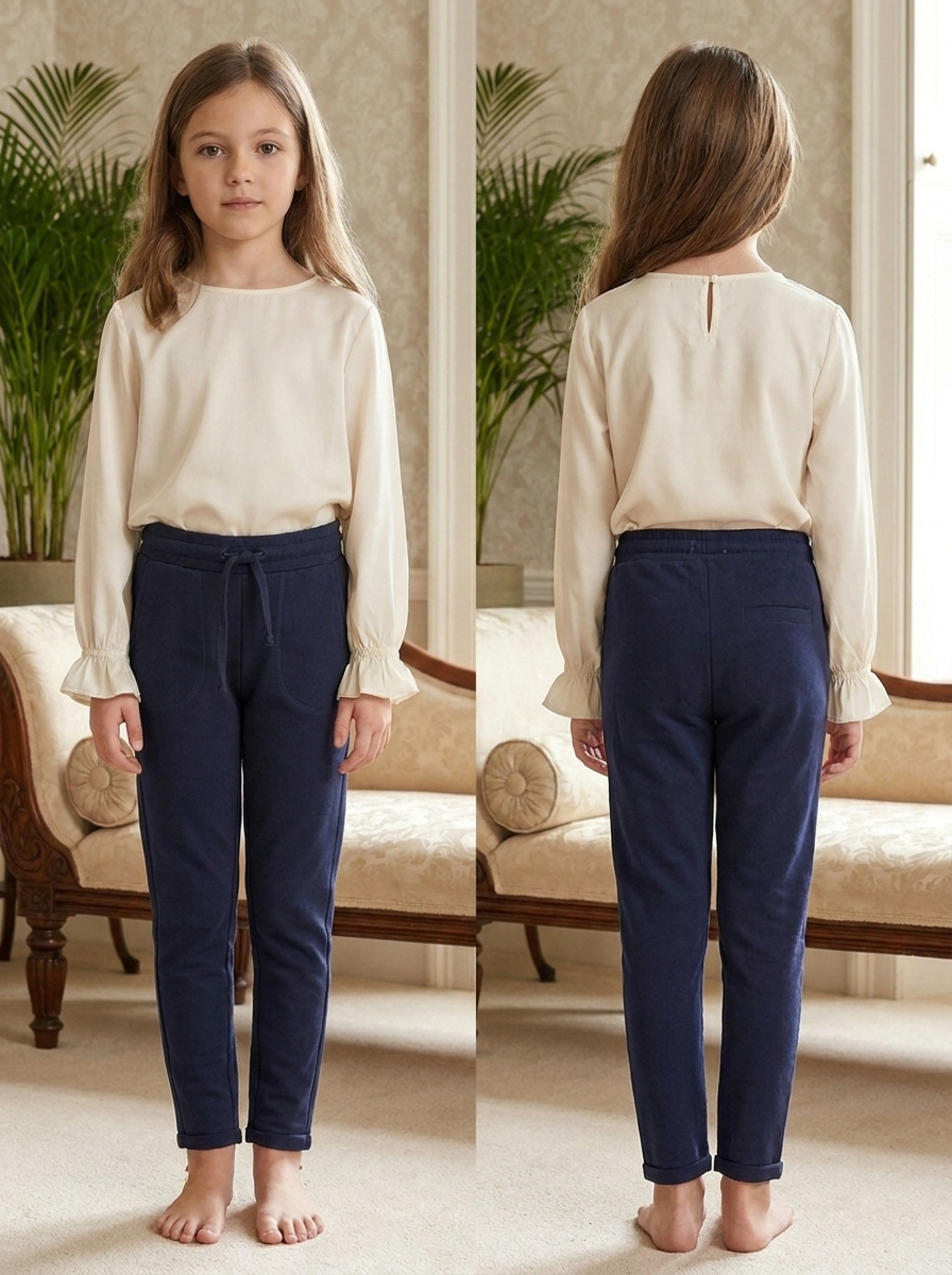 Girls Soft Knit Drawstring Jogger Pants – Slim Fit Casual Sweatpants with Pockets