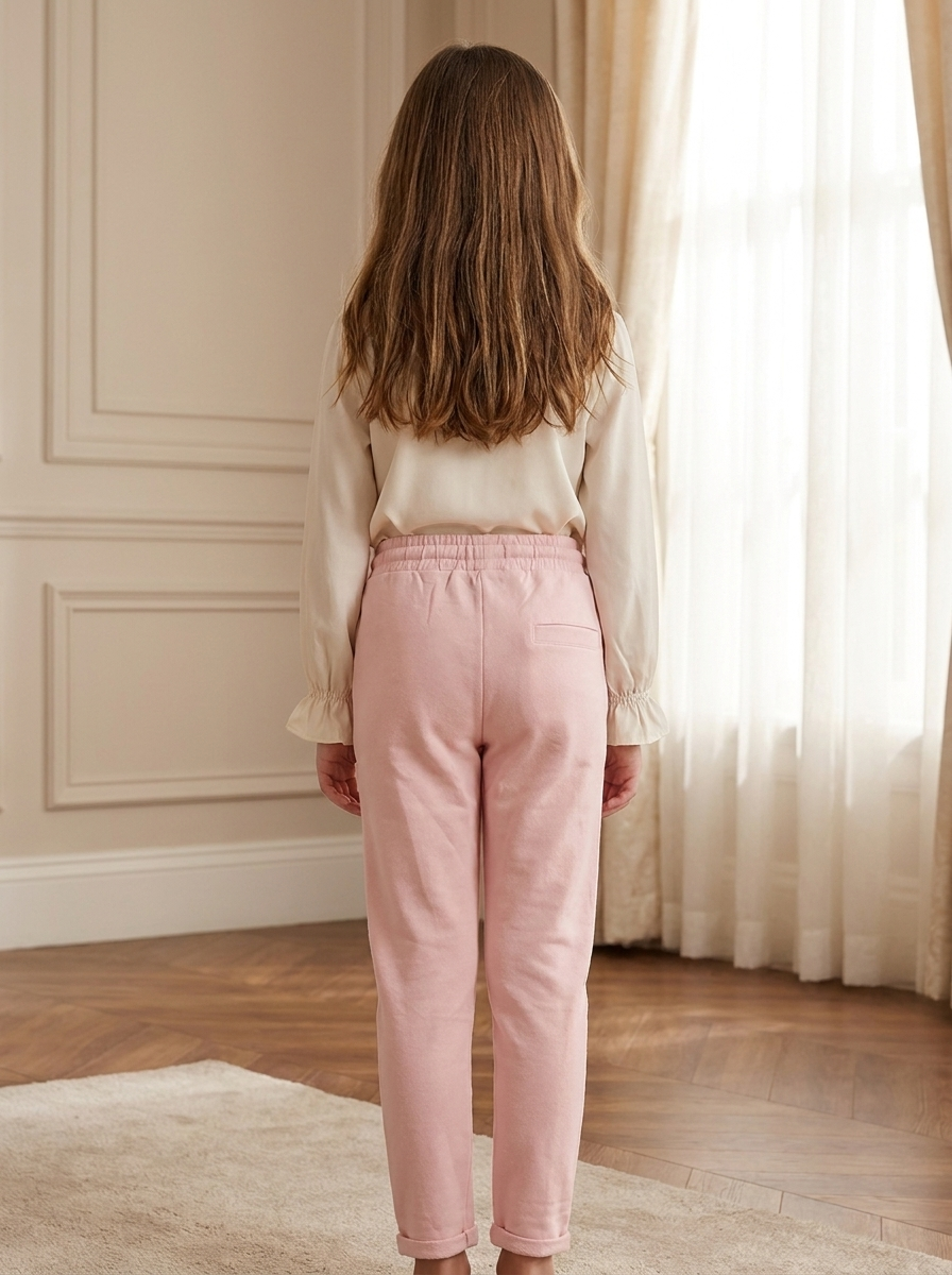 Girls Soft Knit Drawstring Jogger Pants – Slim Fit Casual Sweatpants with Pockets
