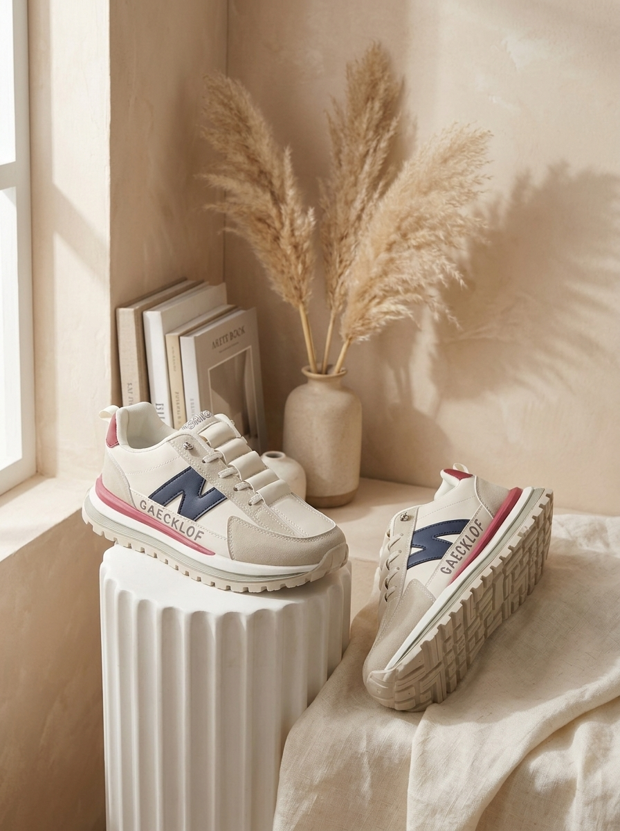 Women’s Retro Platform Sneakers – Breathable, Cushion Sole Joggers