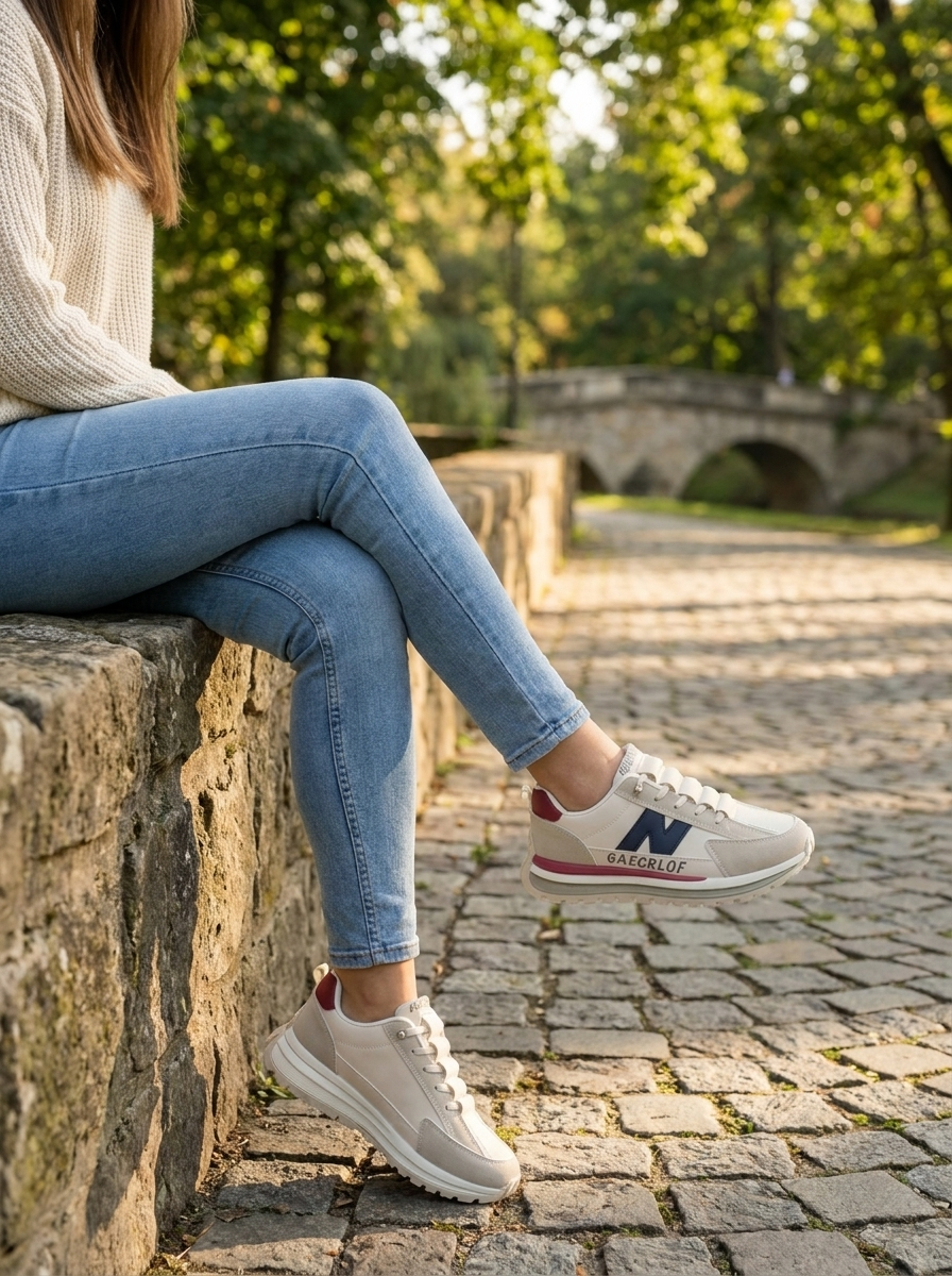 Women’s Retro Platform Sneakers – Breathable, Cushion Sole Joggers