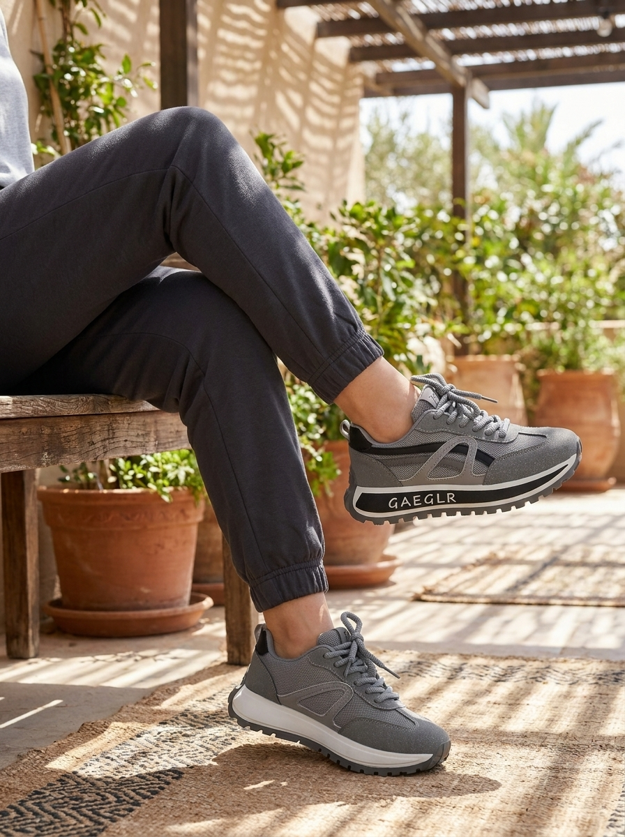 Women’s Element Platform Sneakers – Modern Charcoal Grey Mesh & Suede Casual Trainers