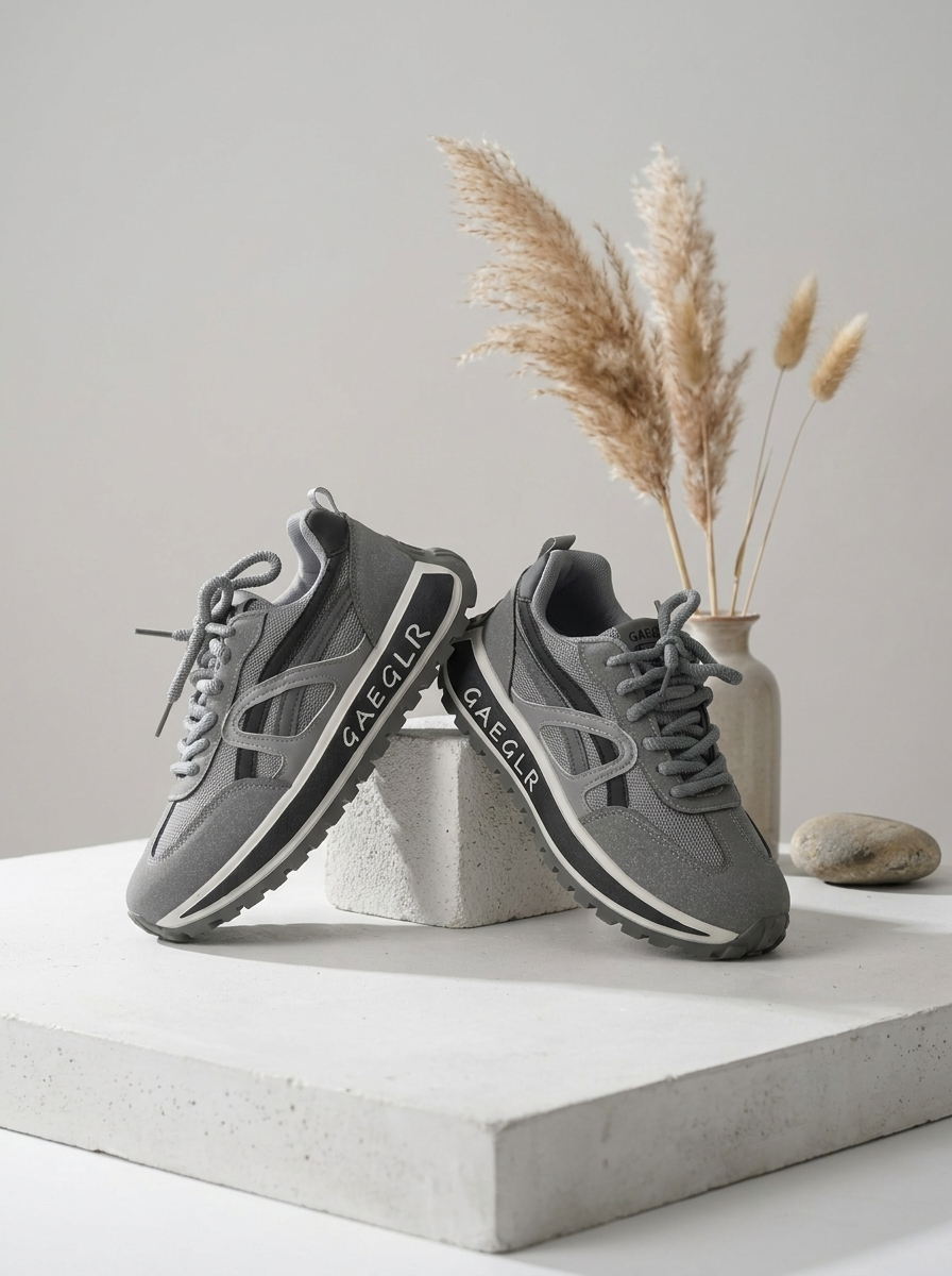 Women’s Element Platform Sneakers – Modern Charcoal Grey Mesh & Suede Casual Trainers