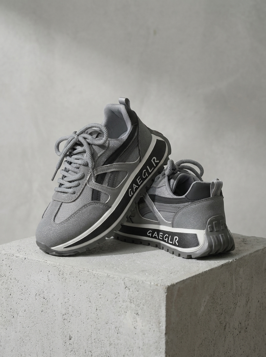 Women’s Element Platform Sneakers – Modern Charcoal Grey Mesh & Suede Casual Trainers