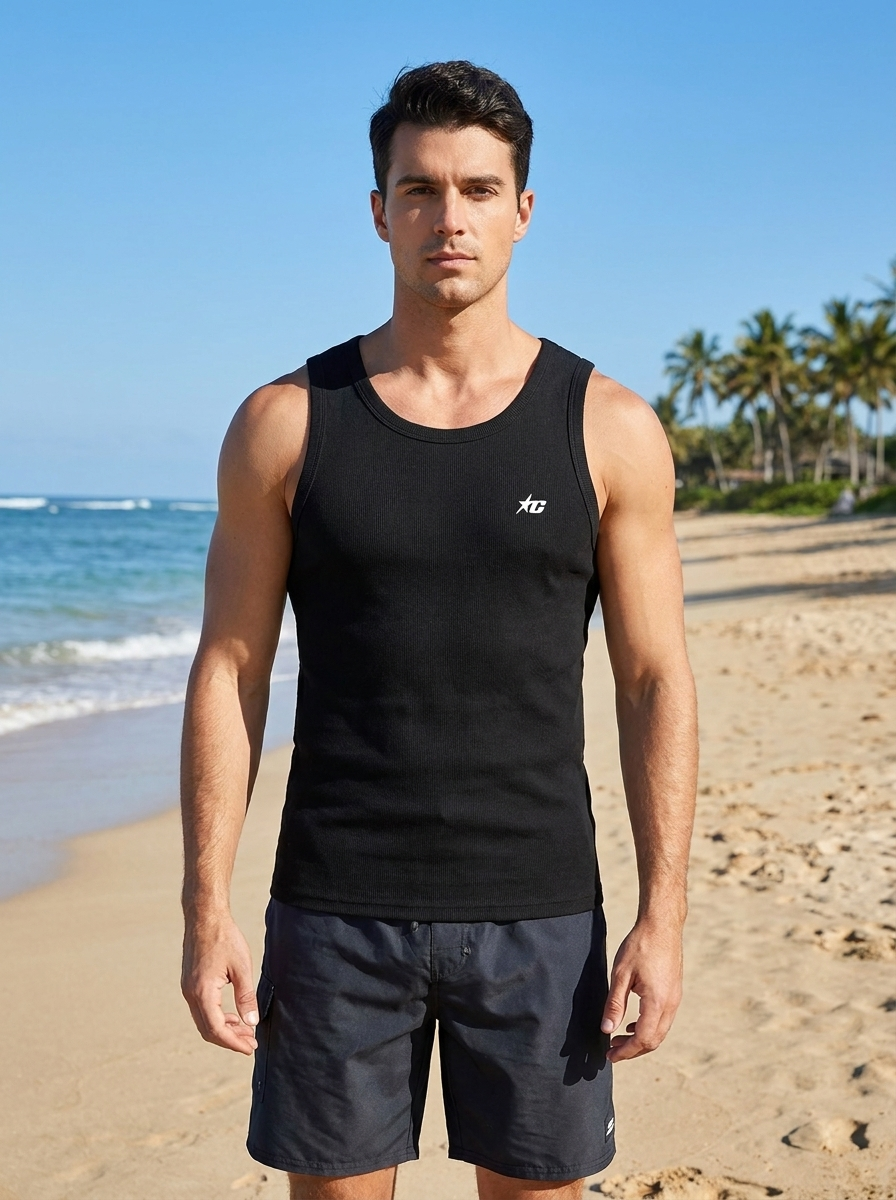 Men's Ribbed Athletic Tank Top – Premium Slim Fit Muscle Shirt