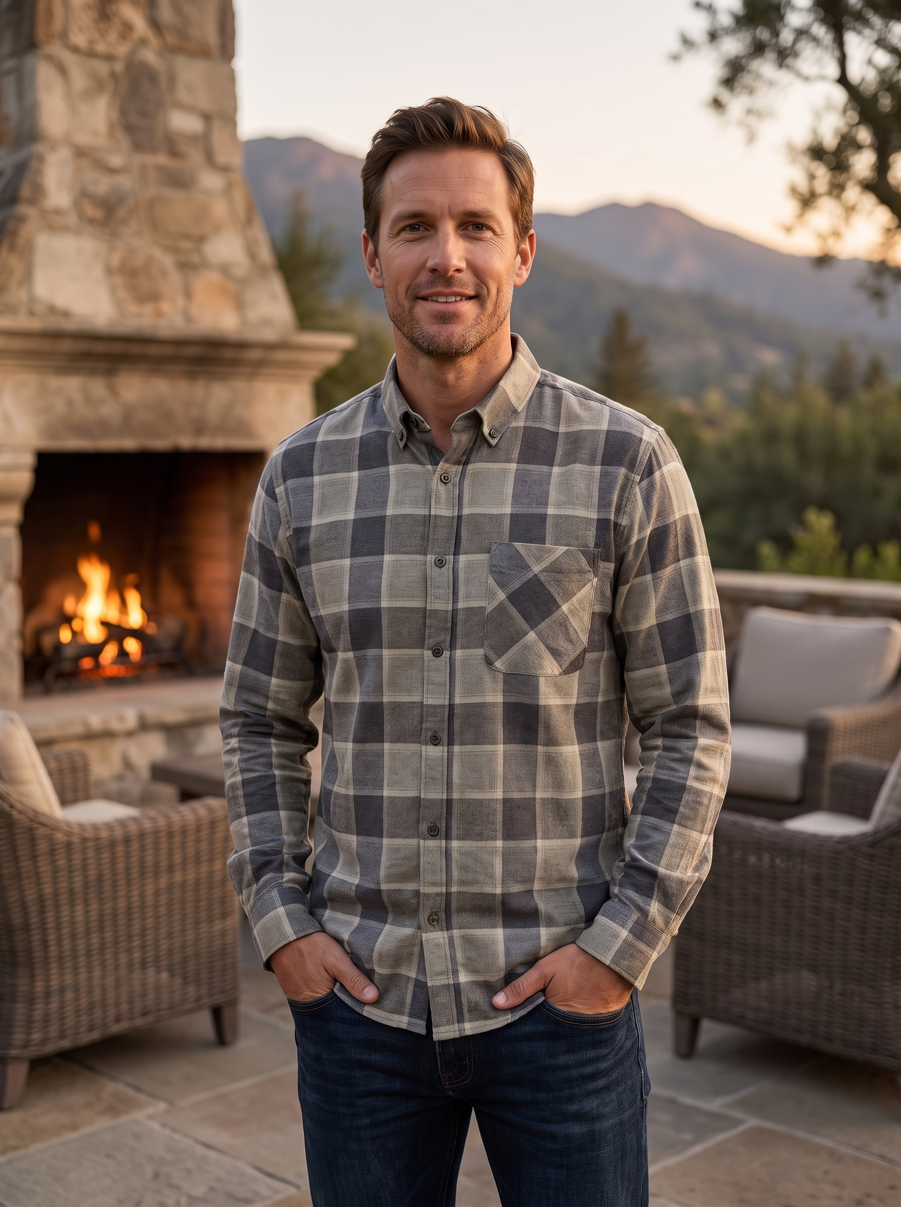 Men's Premium Long Sleeve Plaid Flannel Shirt – Slim Fit Casual Button-Down