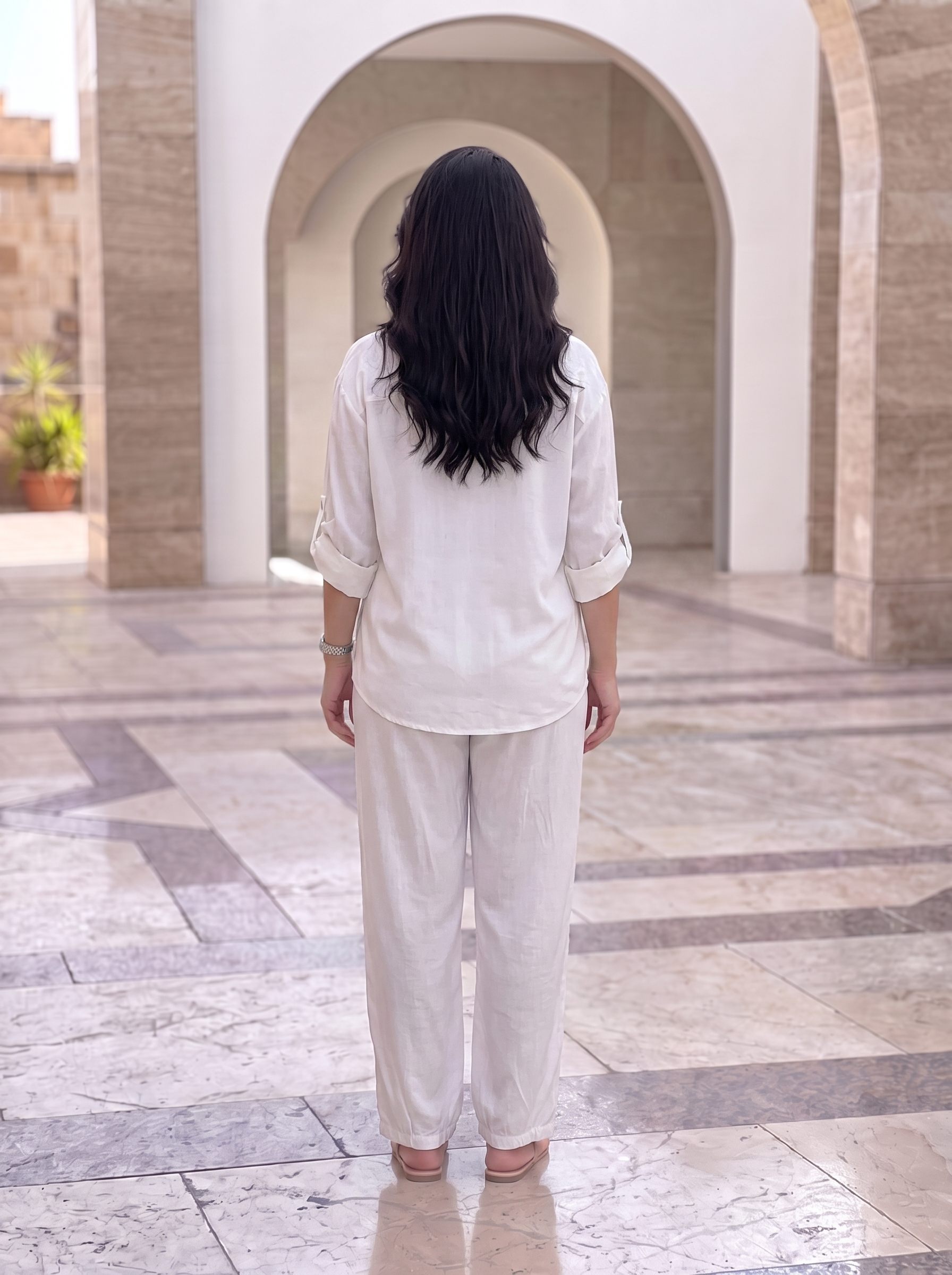 Women's Premium Two-Piece Matching Lounge Set – Button Blouse & Wide-Leg Pants