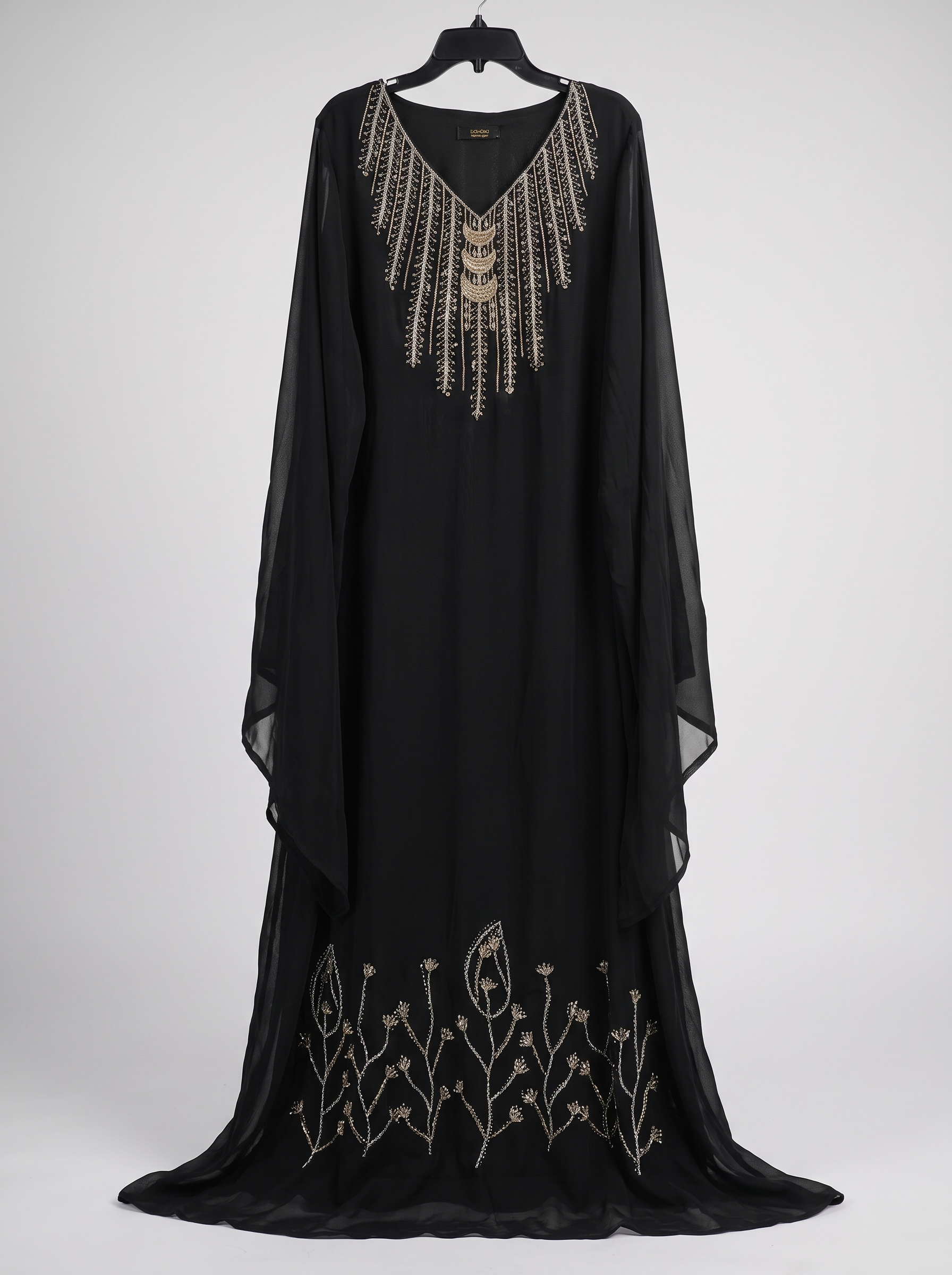 Women's Luxury Embellished Kaftan Maxi Dress with Beaded Embroidery