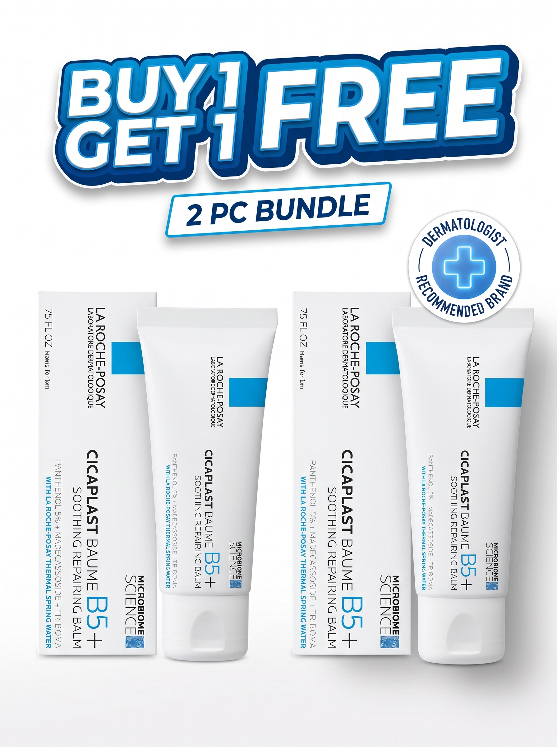 La Roche-Posay Cicaplast Baume B5+ Soothing Repairing Balm – Buy 1 Get 1 Free Bundle