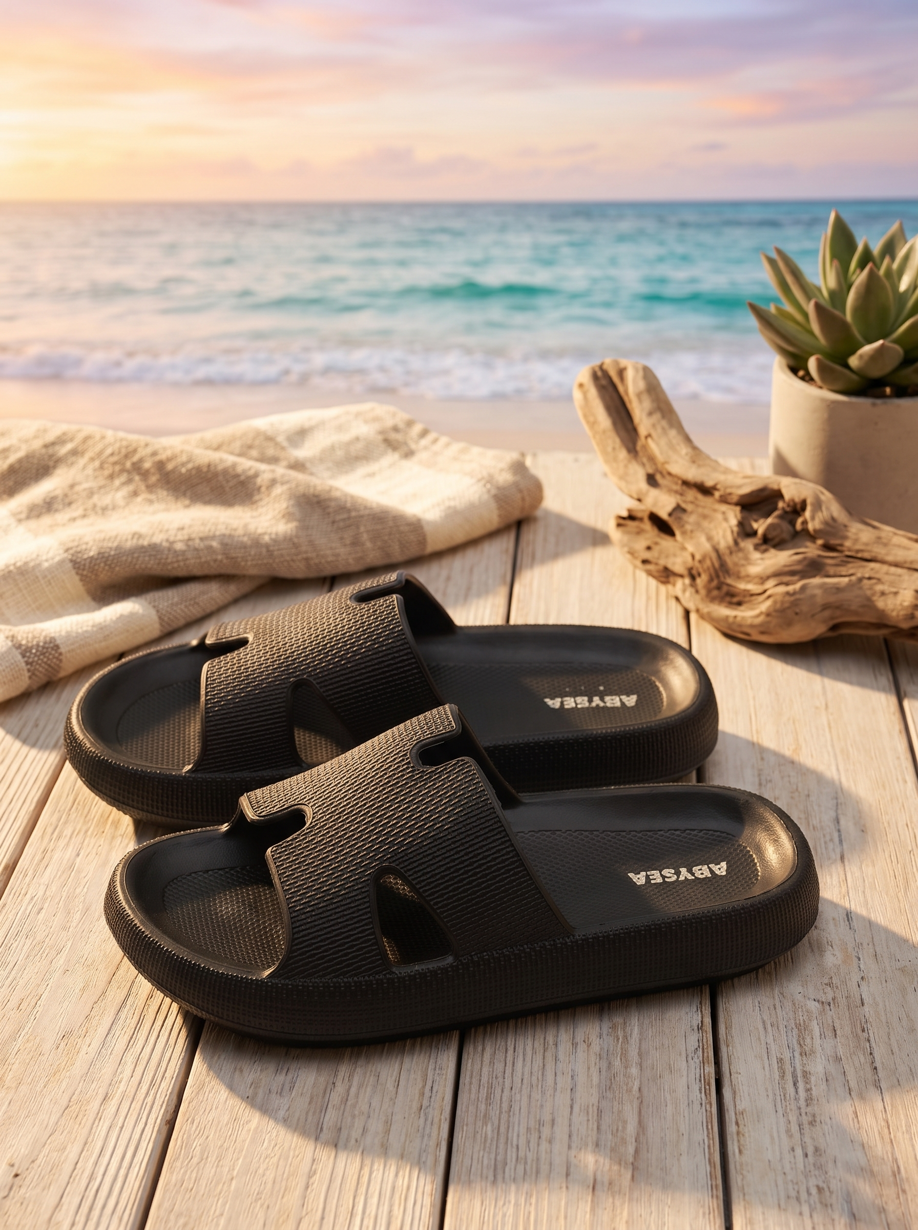 Women's Ultra-Lightweight Cushion Slide Sandals | Waterproof EVA H-Strap Beach Slides