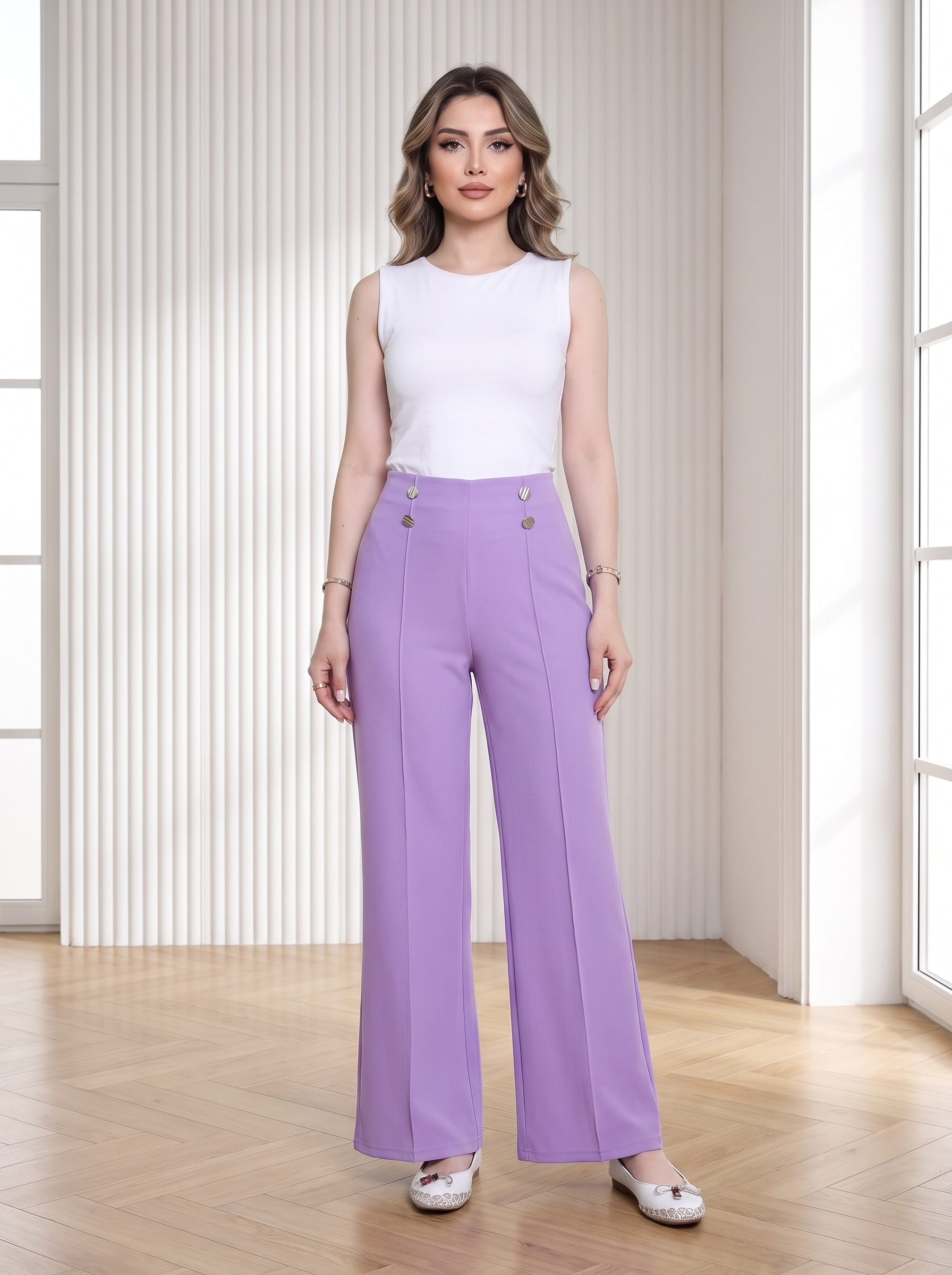 Women's High-Waisted Wide-Leg Sailor Trousers