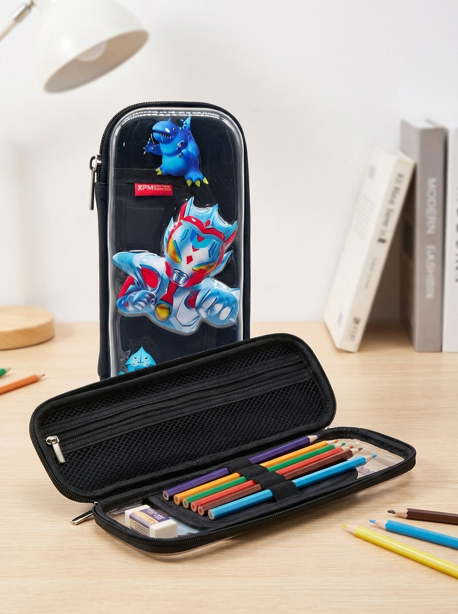 Kids 3D Pop-Out Clear Window Pencil Case | Hard Shell EVA Large Capacity Stationery Pouch for Boys & Girls
