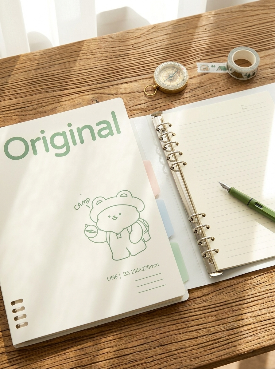 Cute Bear B5 Loose-Leaf Binder Notebook with Index Dividers