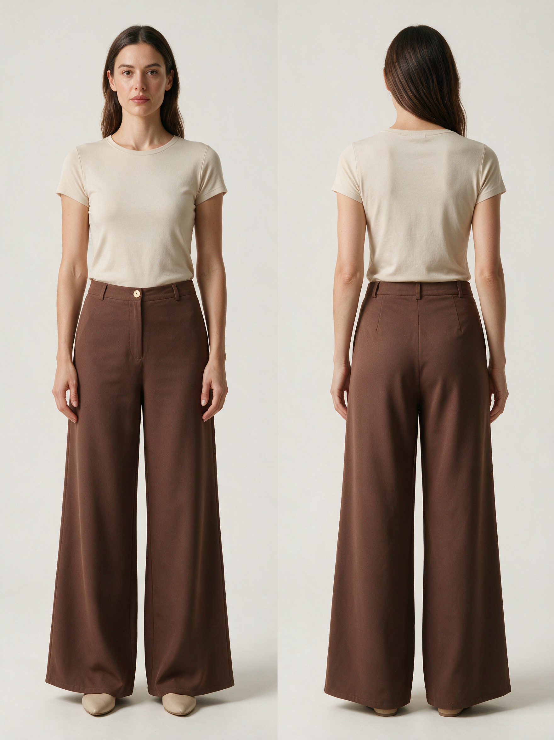 Women’s High-Waisted Wide-Leg Tailored Trousers – Elegant Loose Fit Dress Pants