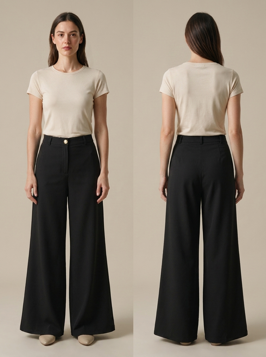 Women’s High-Waisted Wide-Leg Tailored Trousers – Elegant Loose Fit Dress Pants