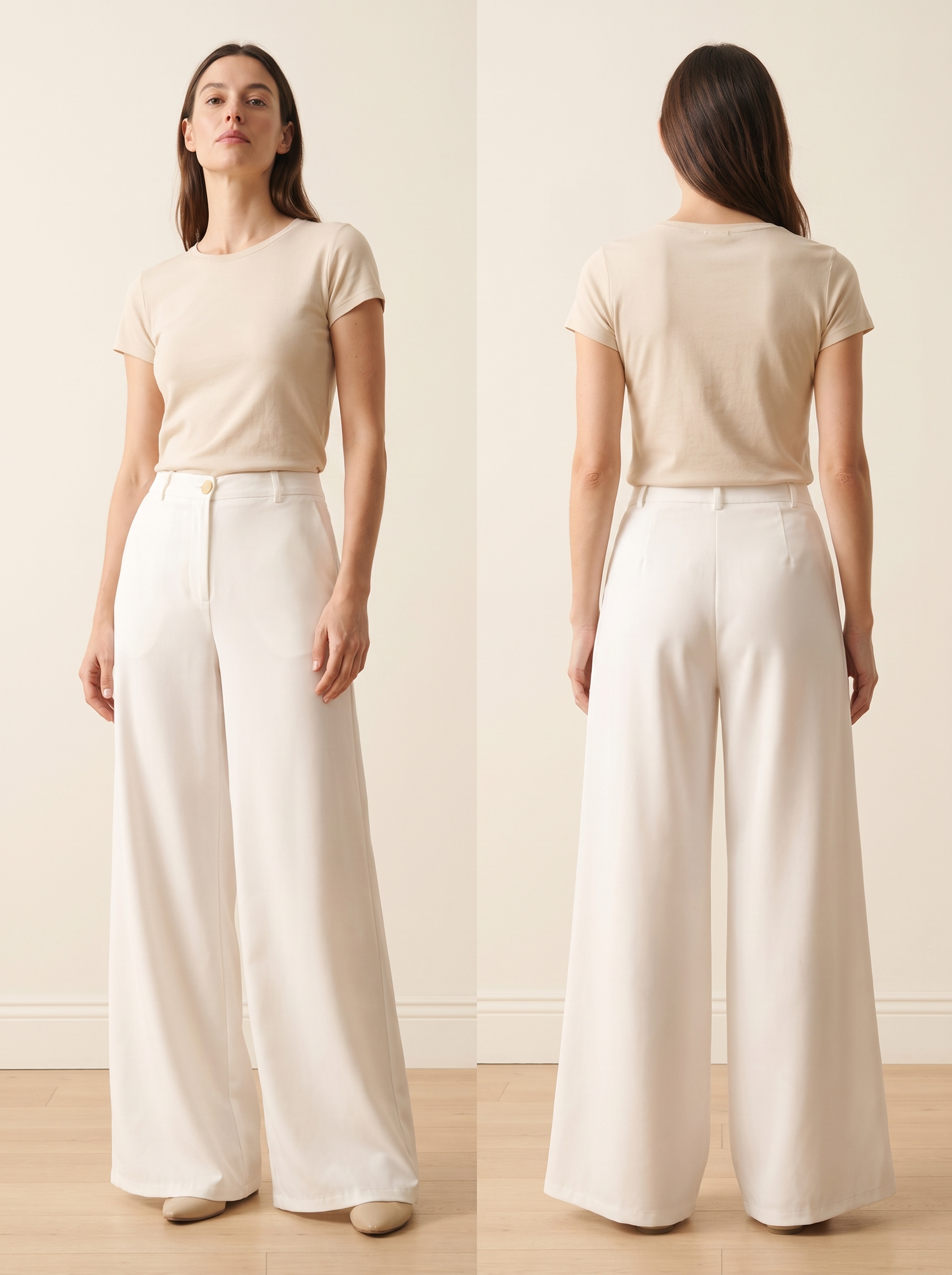 Women’s High-Waisted Wide-Leg Tailored Trousers – Elegant Loose Fit Dress Pants