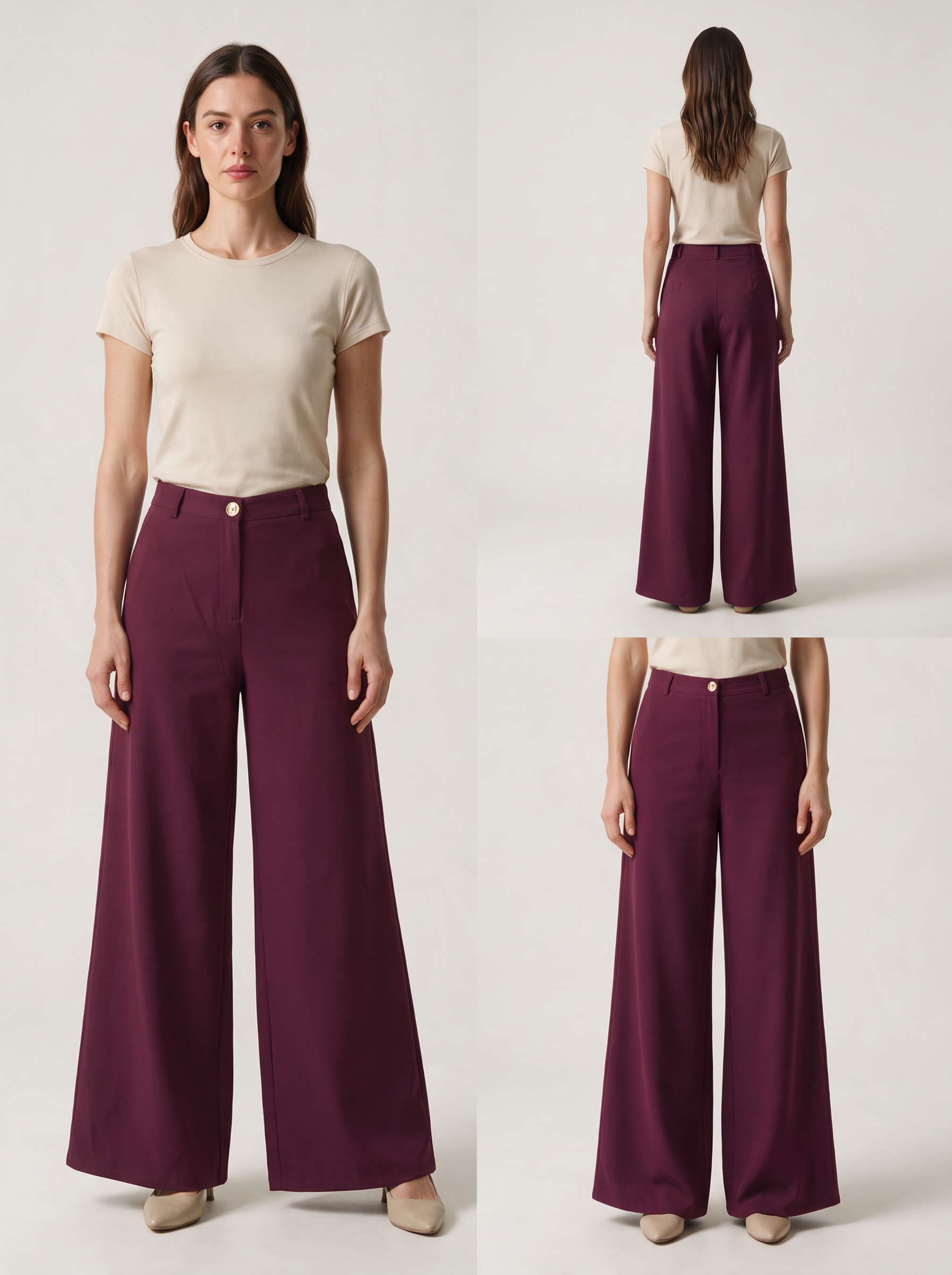 Women’s High-Waisted Wide-Leg Tailored Trousers – Elegant Loose Fit Dress Pants