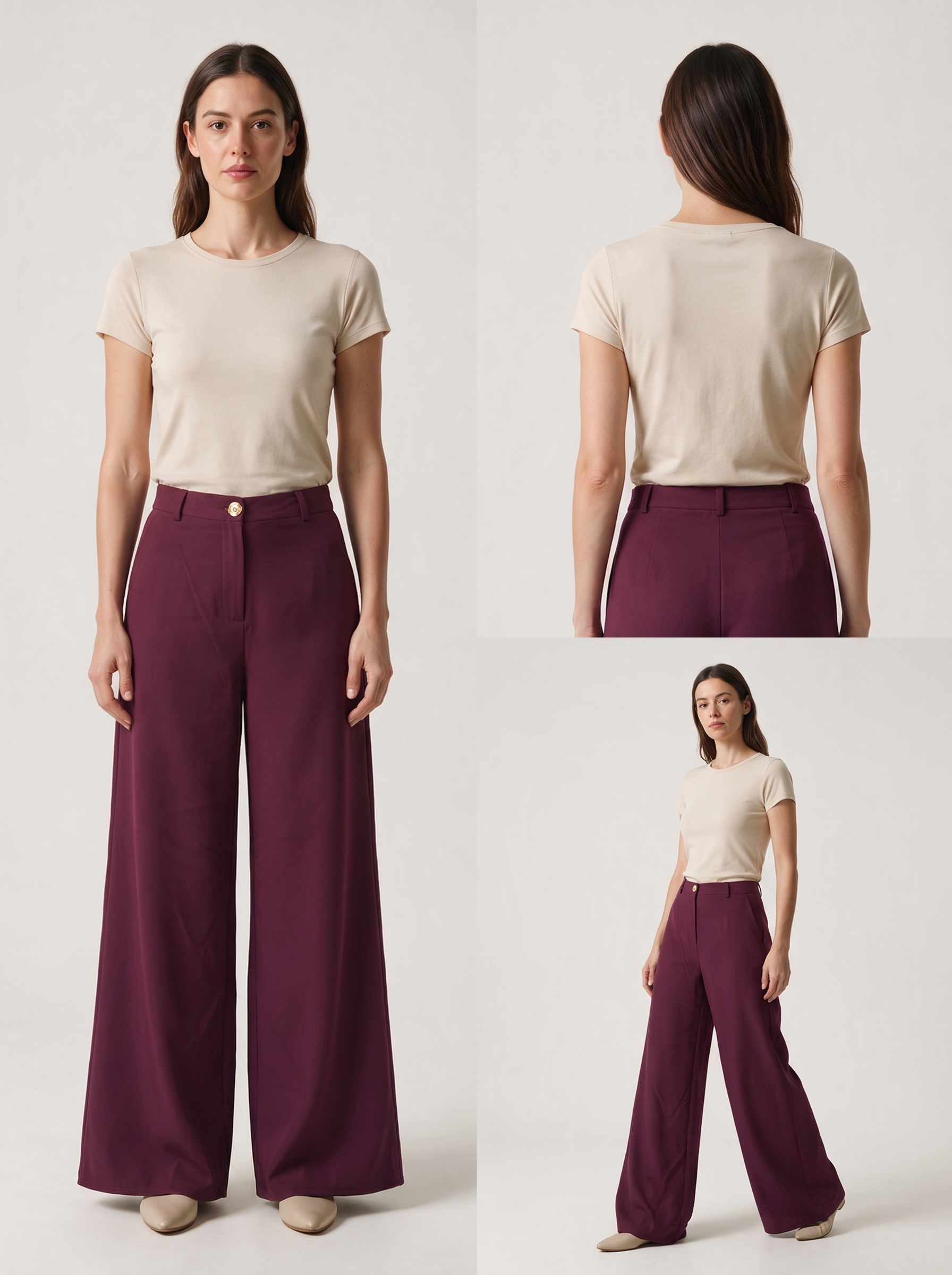 Women’s High-Waisted Wide-Leg Tailored Trousers – Elegant Loose Fit Dress Pants
