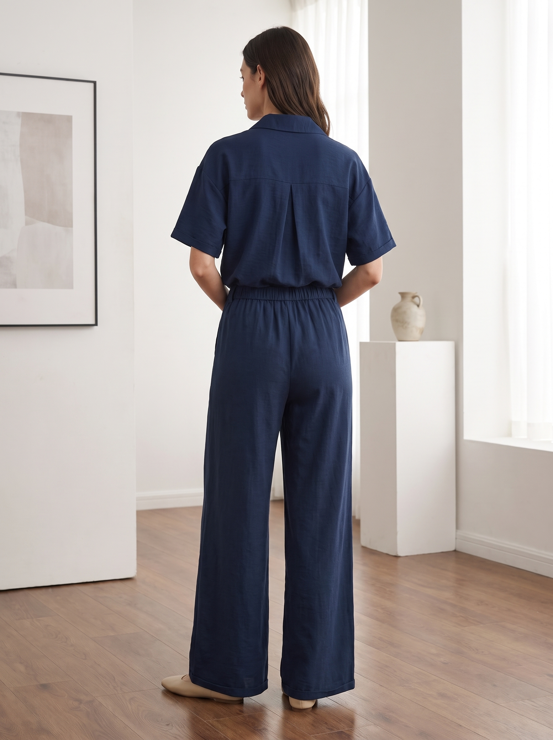 Women's Wide Leg Drawstring Pants – Lightweight Casual Relaxed Fit Trousers