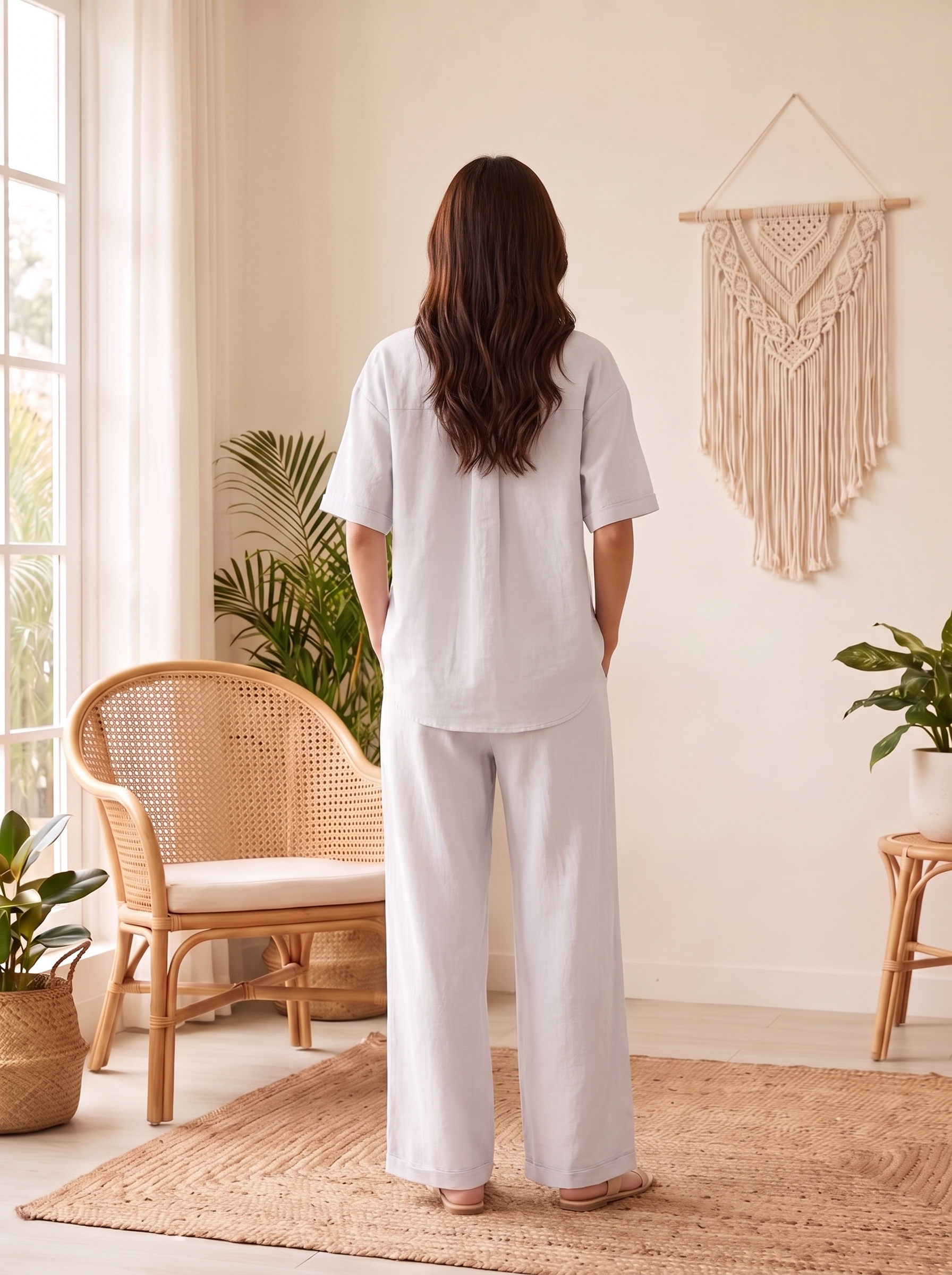 Women's Wide Leg Drawstring Pants – Lightweight Casual Relaxed Fit Trousers