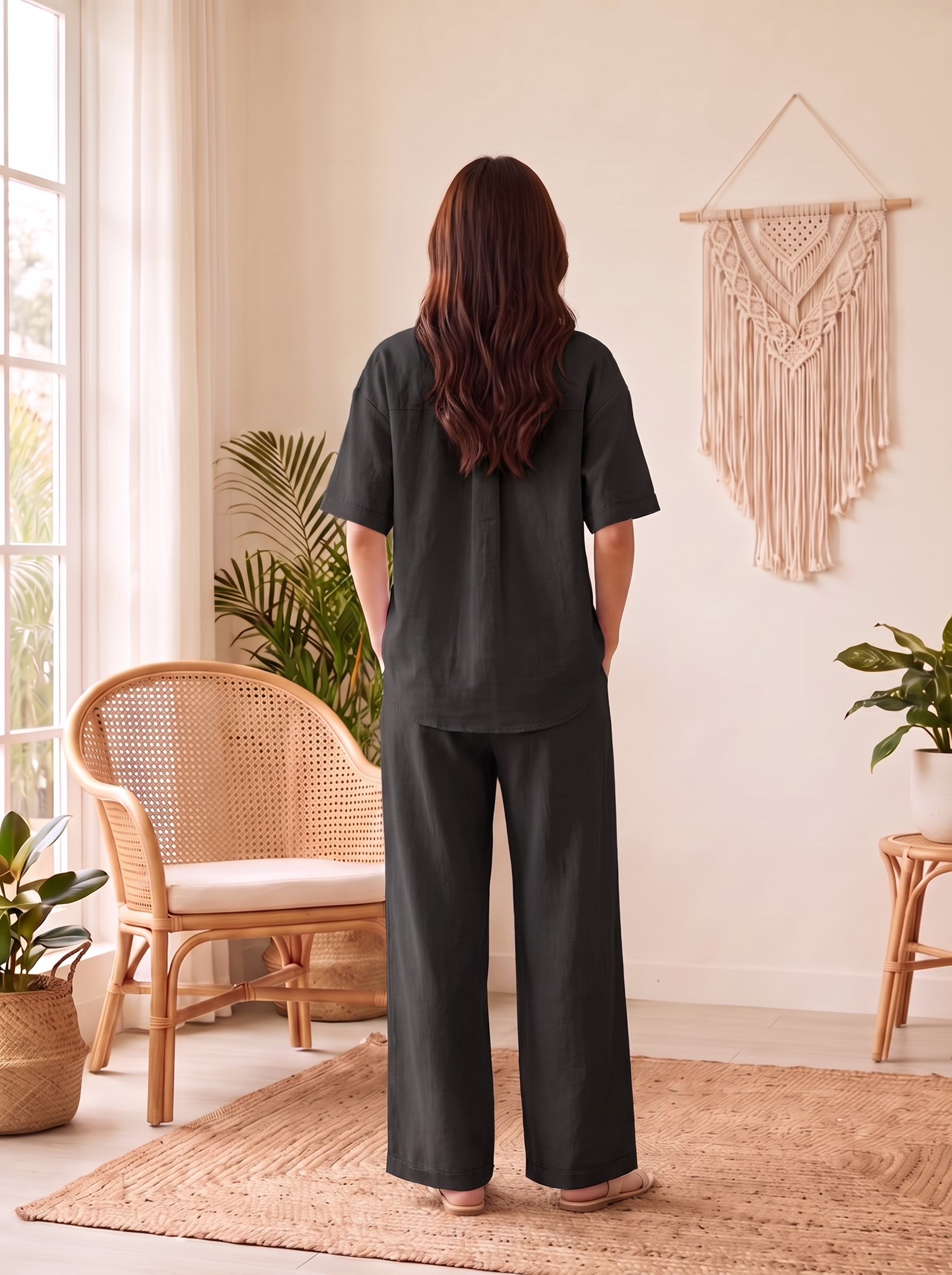 Women's Wide Leg Drawstring Pants – Lightweight Casual Relaxed Fit Trousers