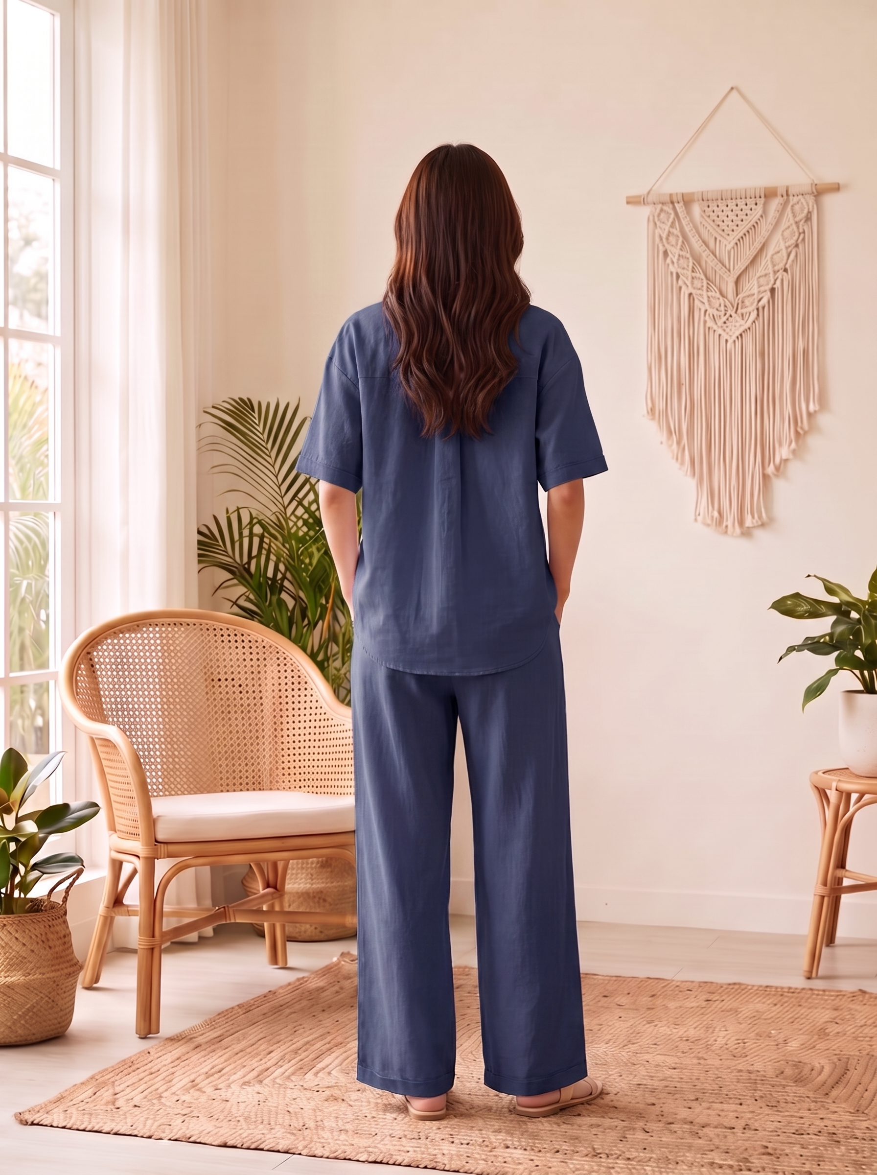 Women's Wide Leg Drawstring Pants – Lightweight Casual Relaxed Fit Trousers