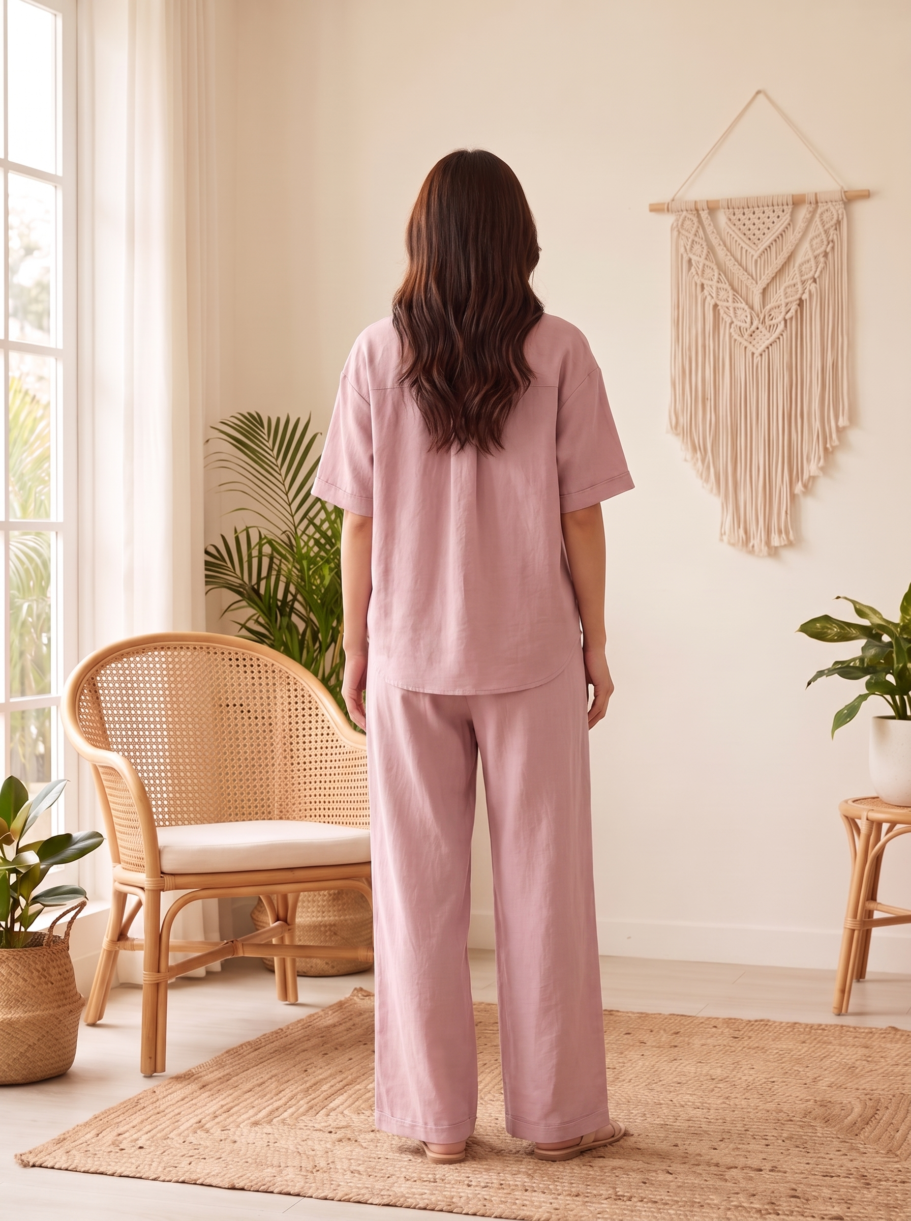Women's Wide Leg Drawstring Pants – Lightweight Casual Relaxed Fit Trousers