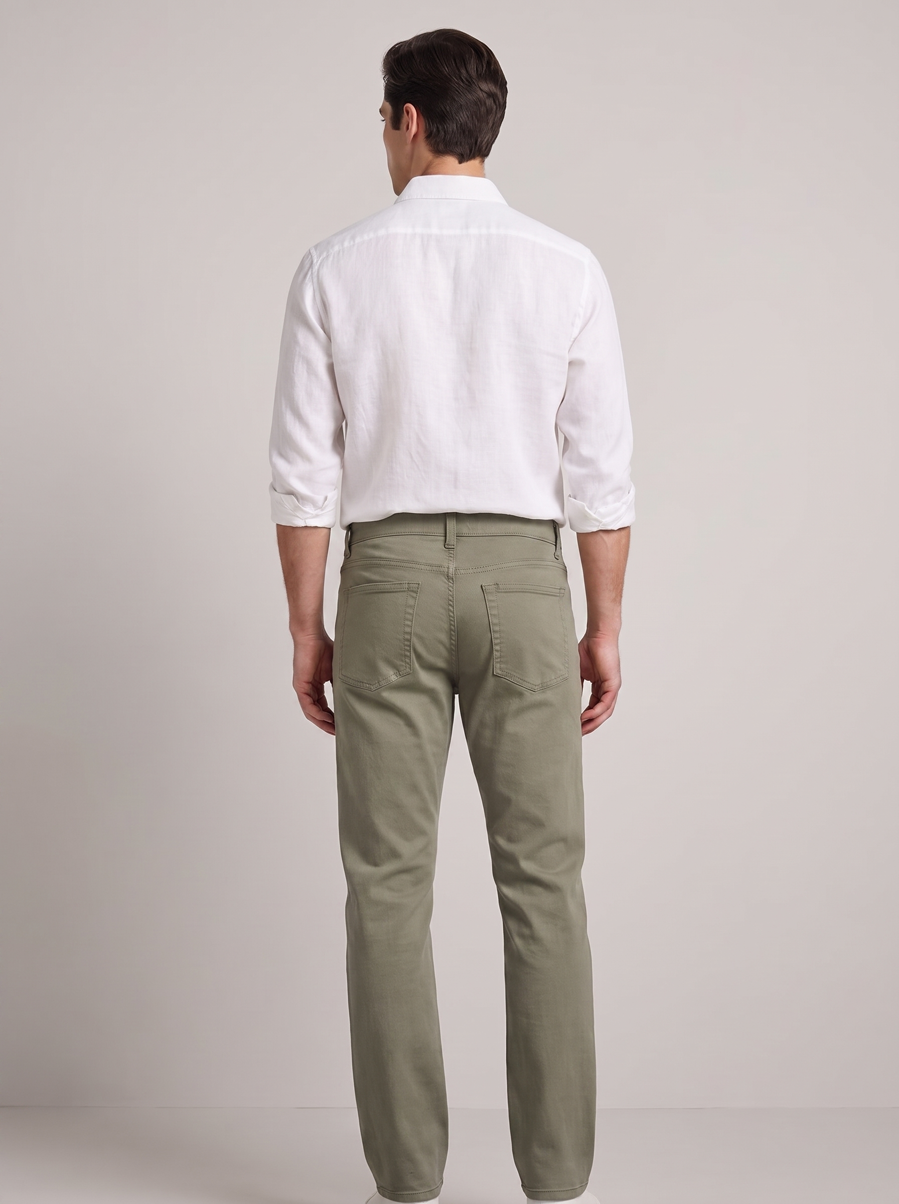 Men's Slim-Straight Five-Pocket Chino Pants – Stretch Cotton Casual Sm – FineLook