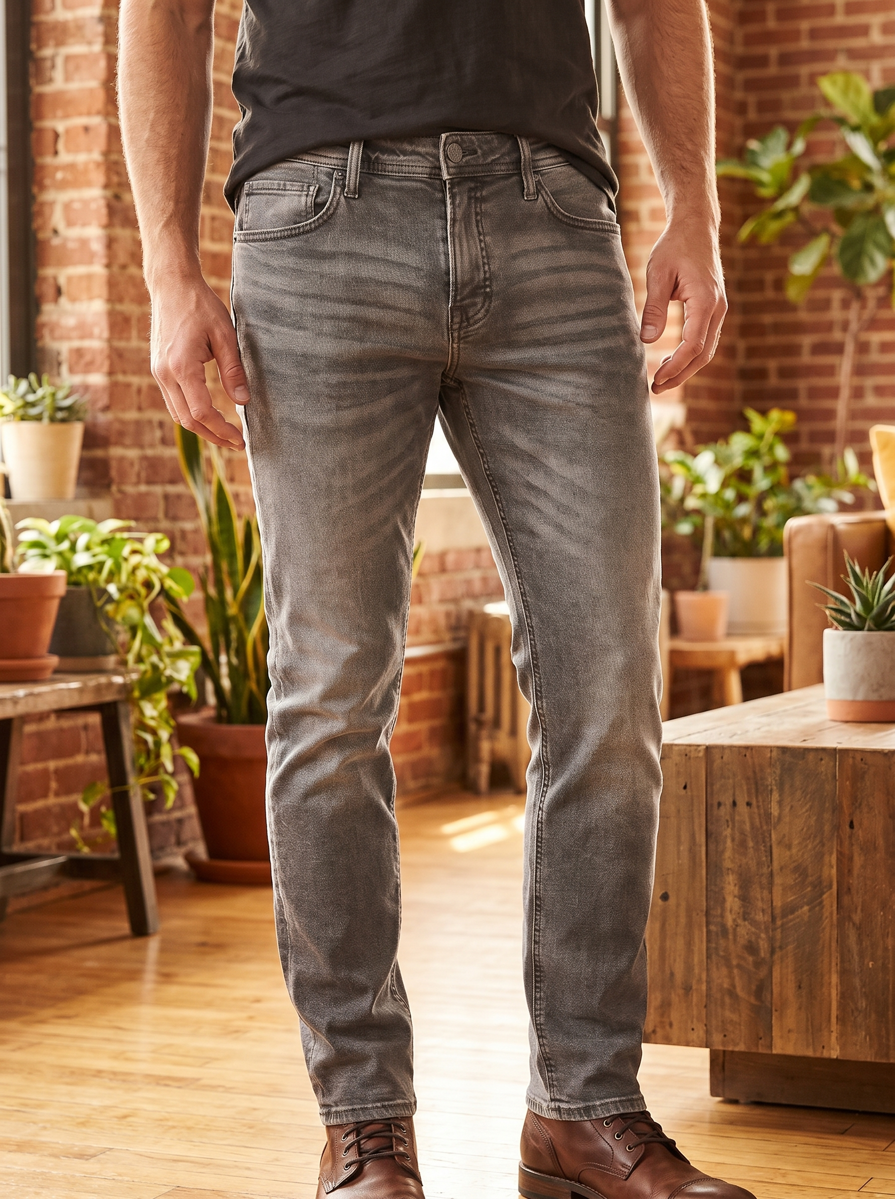 Men's Slim Fit Washed Denim Jeans – Casual Stretch Everyday Pants
