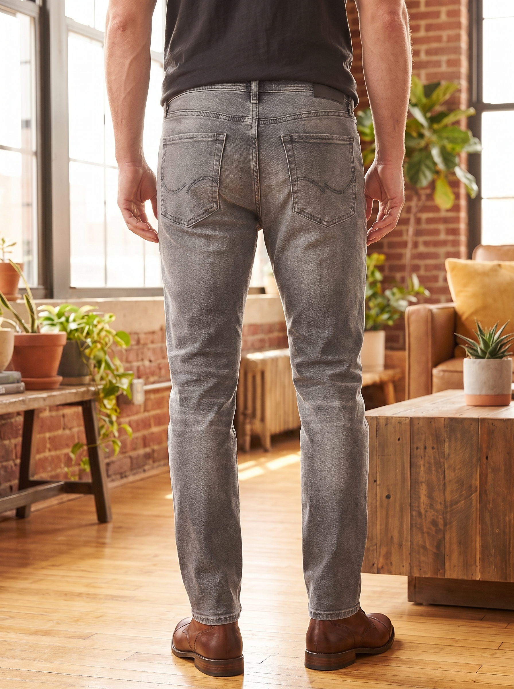Men's Slim Fit Washed Denim Jeans – Casual Stretch Everyday Pants