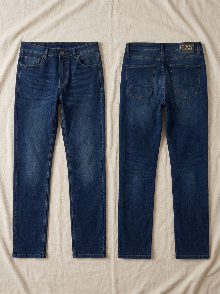 Men’s Slim Straight Fit Dark Wash Denim Jeans – Classic 5-Pocket Stretch Denim