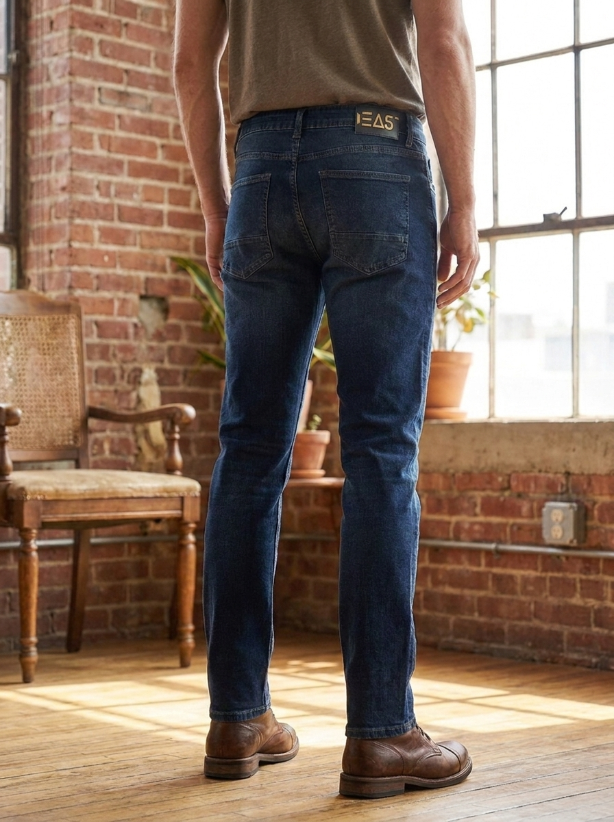 Men’s Slim Straight Fit Dark Wash Denim Jeans – Classic 5-Pocket Stretch Denim