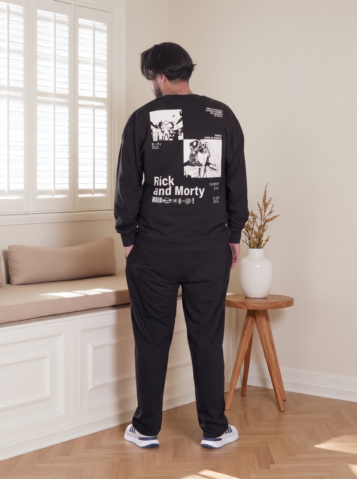 Men’s Rick & Morty Printed Fleece Tracksuit – Sweatshirt & Jogger Set