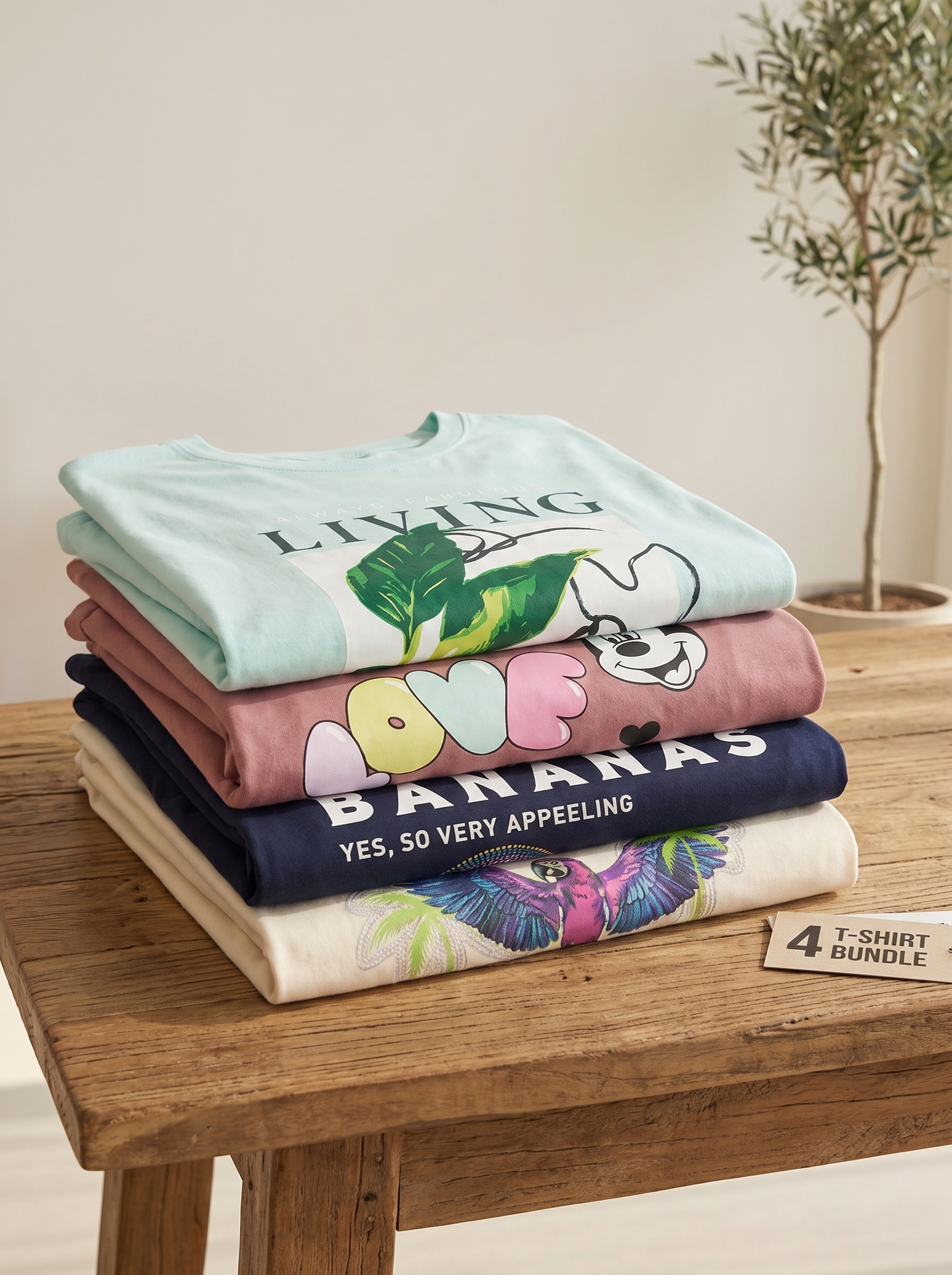 Women's 4-Piece Graphic T-Shirt Set – Oversized 4 Colors T-Shirts