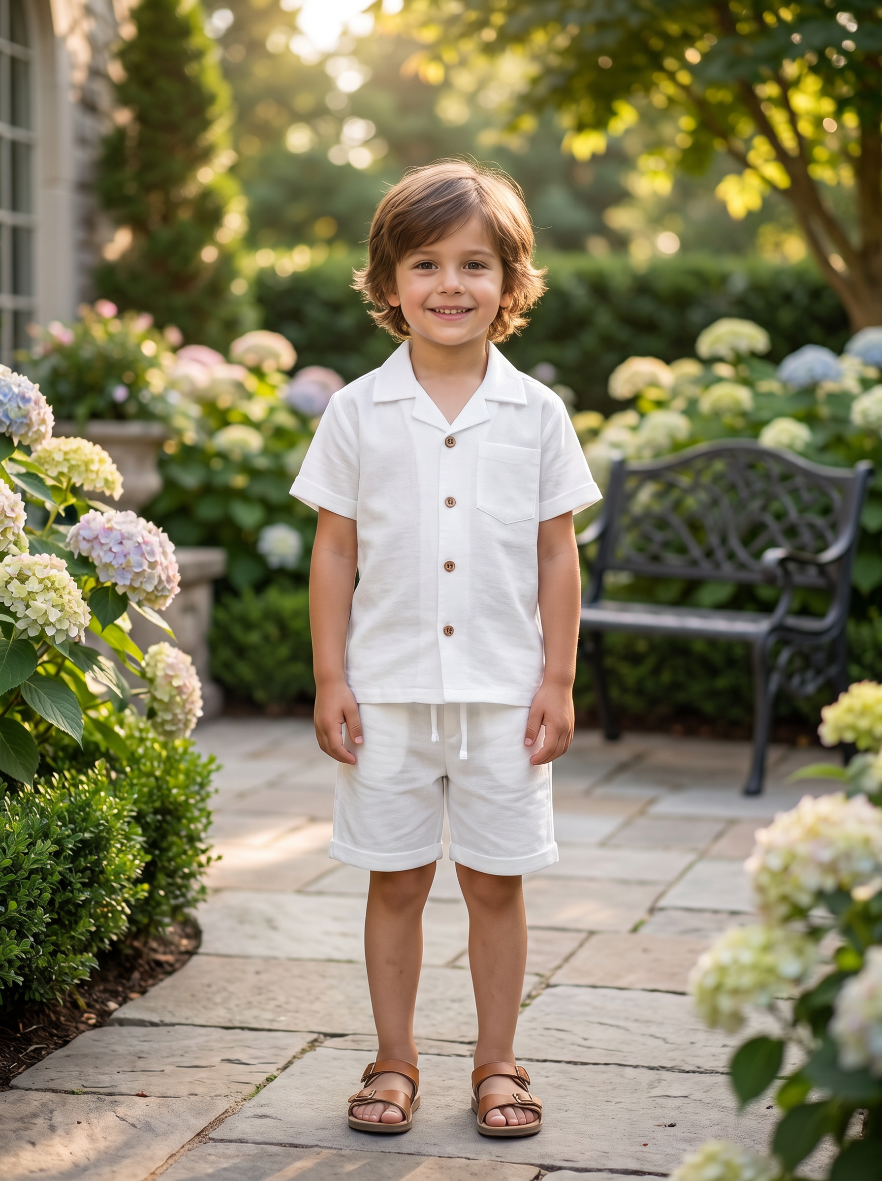 Boys Short Sleeve Cotton Shirt & Drawstring Pants Co-Ord Set