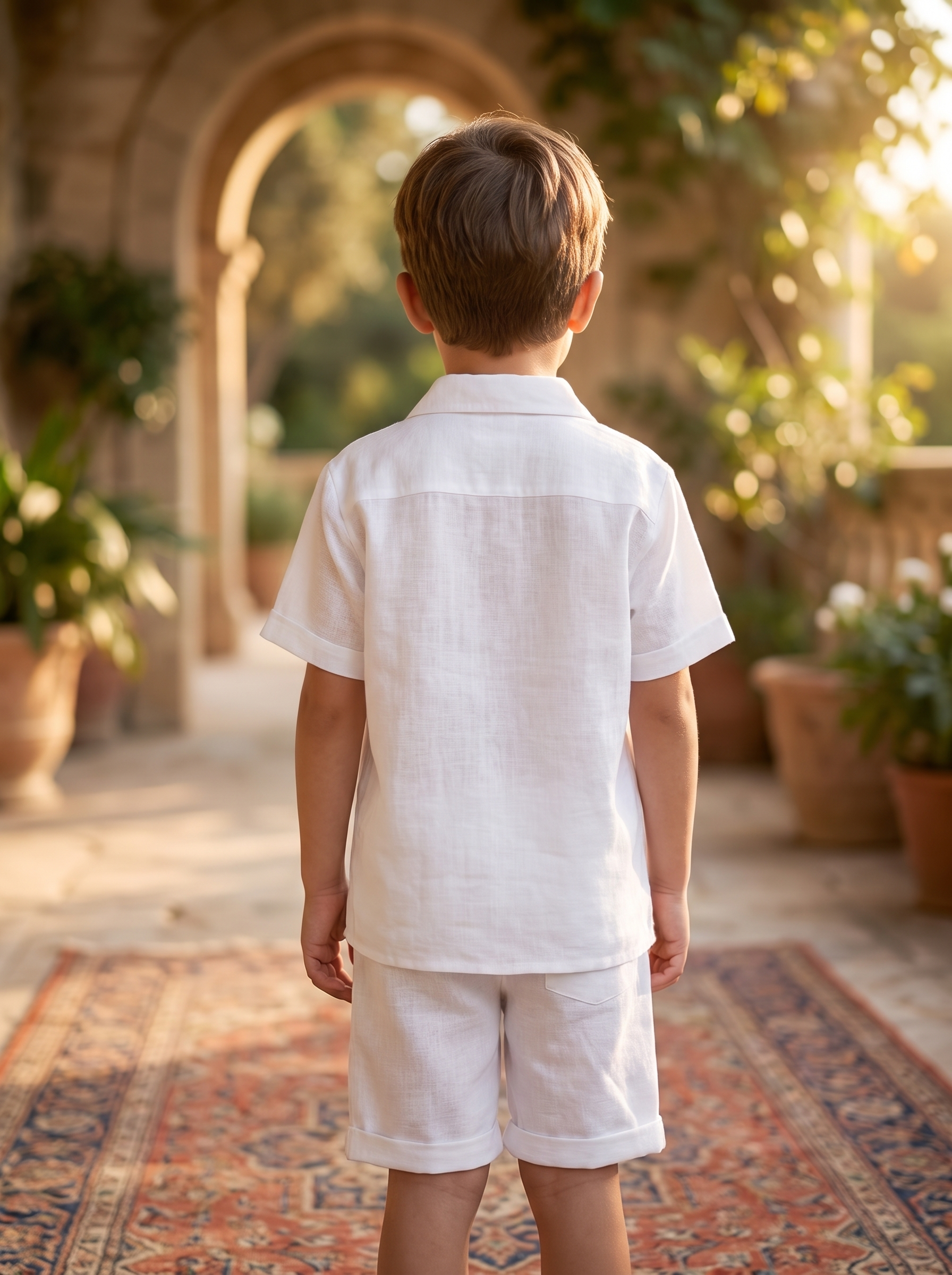 Boys Short Sleeve Cotton Shirt & Drawstring Pants Co-Ord Set